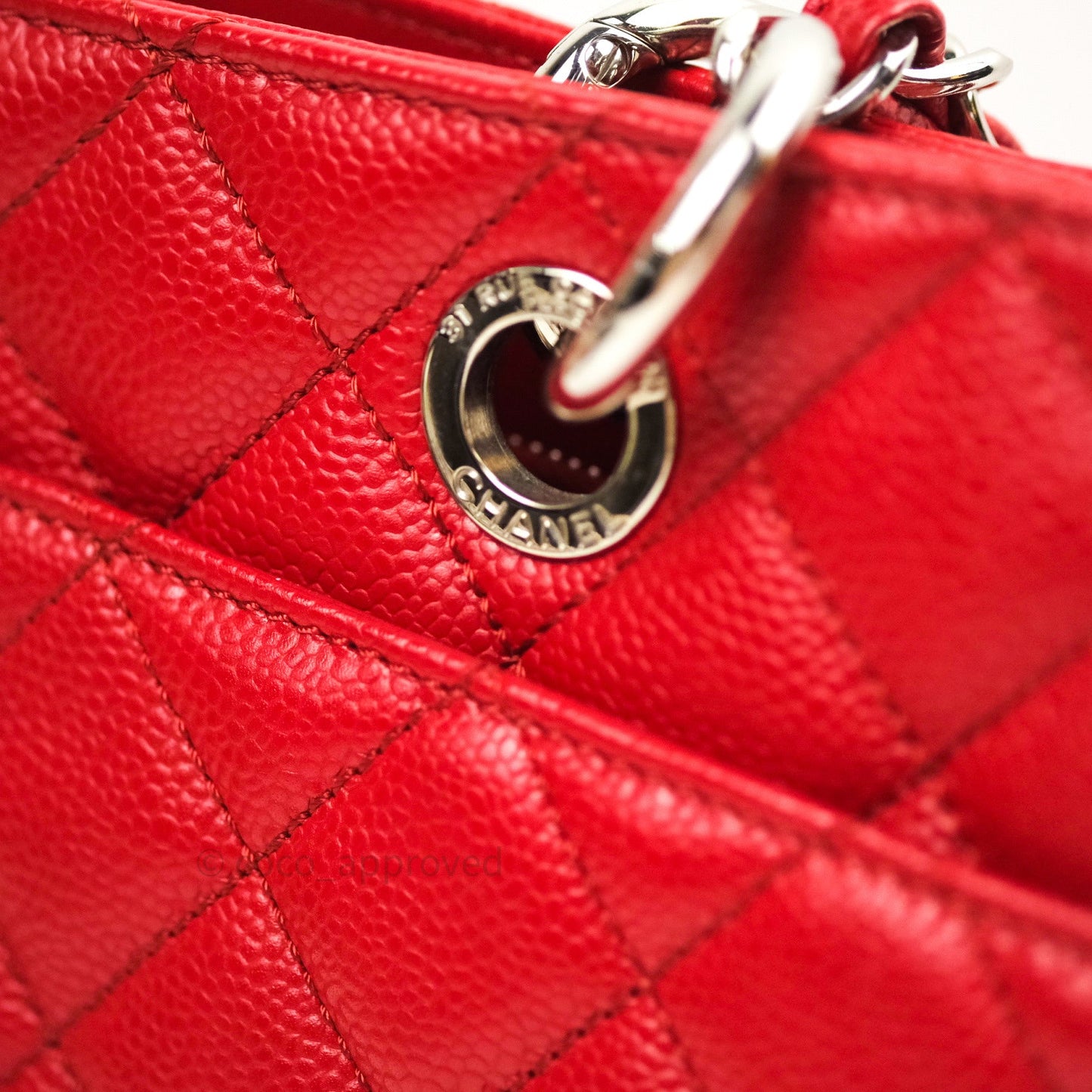 Chanel XL Grand Shopping Tote GST Red Caviar Silver Hardware