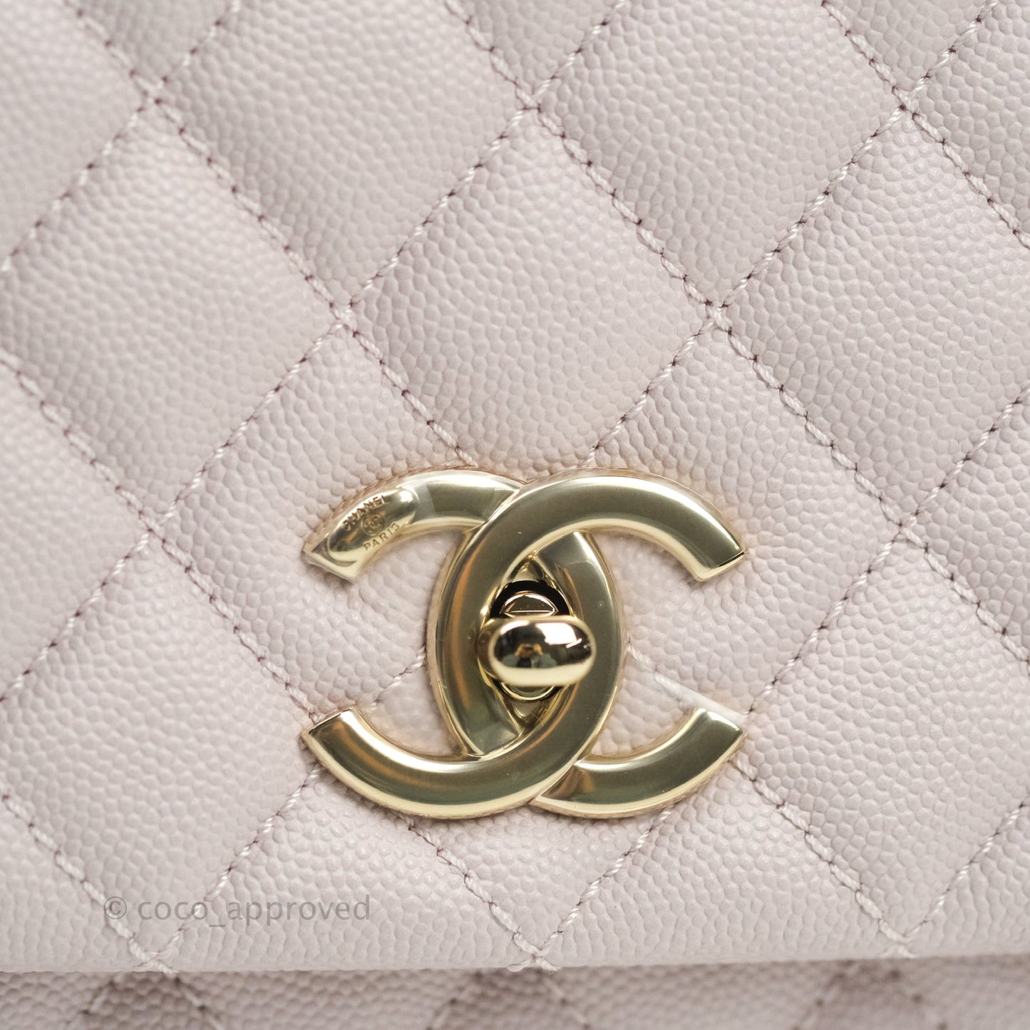 Chanel Small Coco Handle Quilted Lilac Caviar Gold Hardware