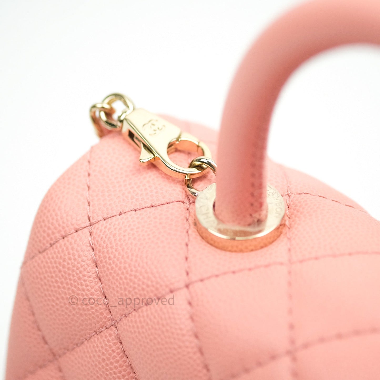 Chanel Mini Coco Handle Pink Caviar Quilted Gold Hardware