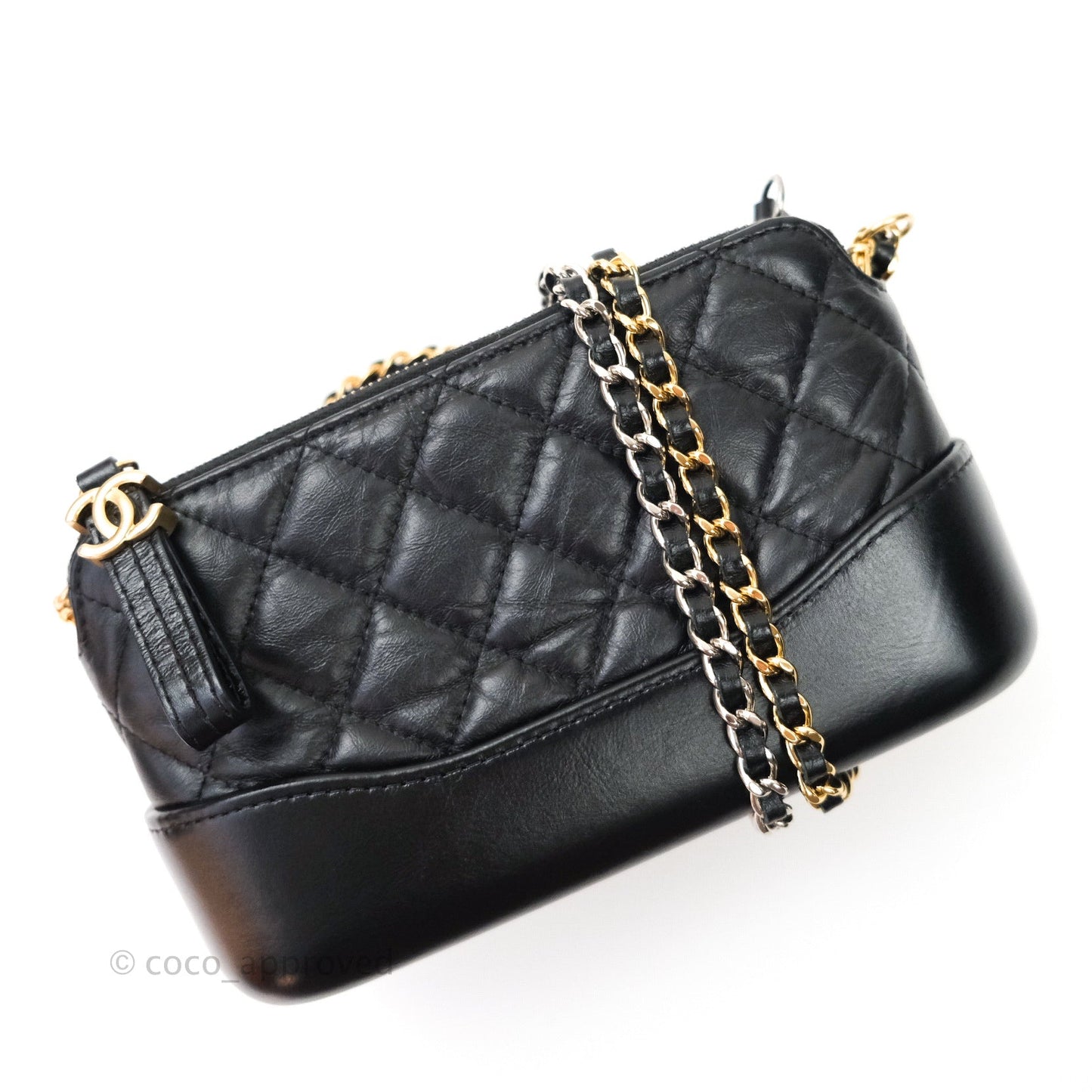 Chanel Gabrielle Clutch With Chain Aged Calfskin Black Mixed Hardware