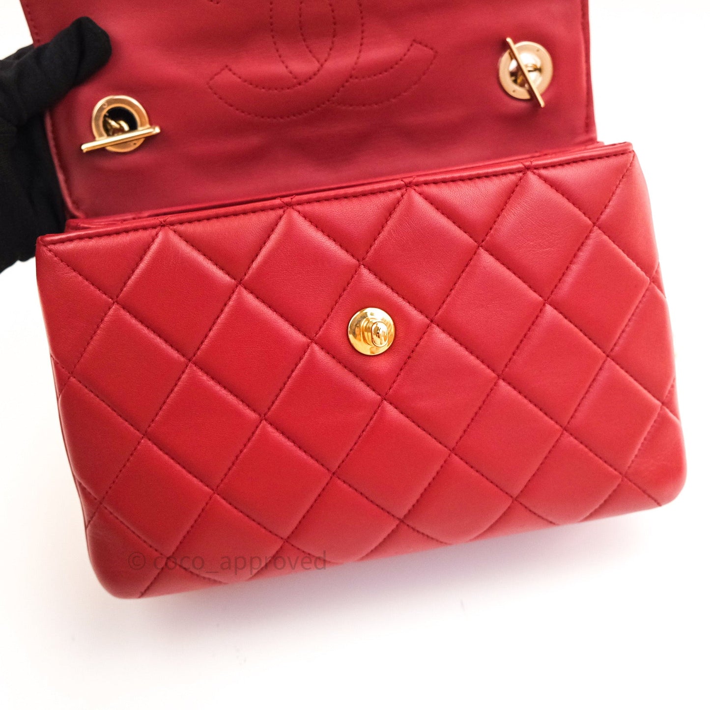 Chanel Quilted Small Trendy CC Flap Bag Red Lambskin Gold Hardware