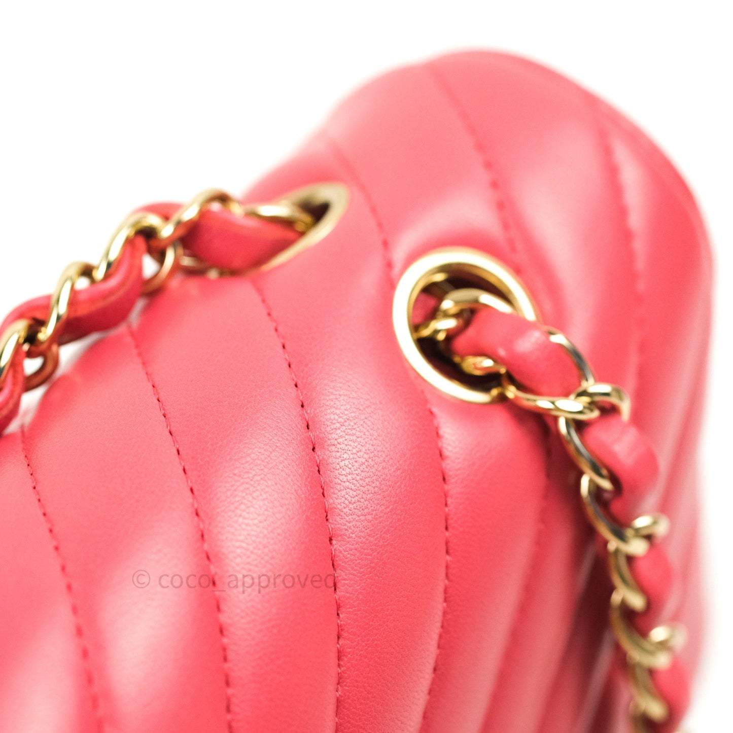Chanel Chevron M/L Medium Double Flap Bag Dark Pink Lambskin Gold Hardware