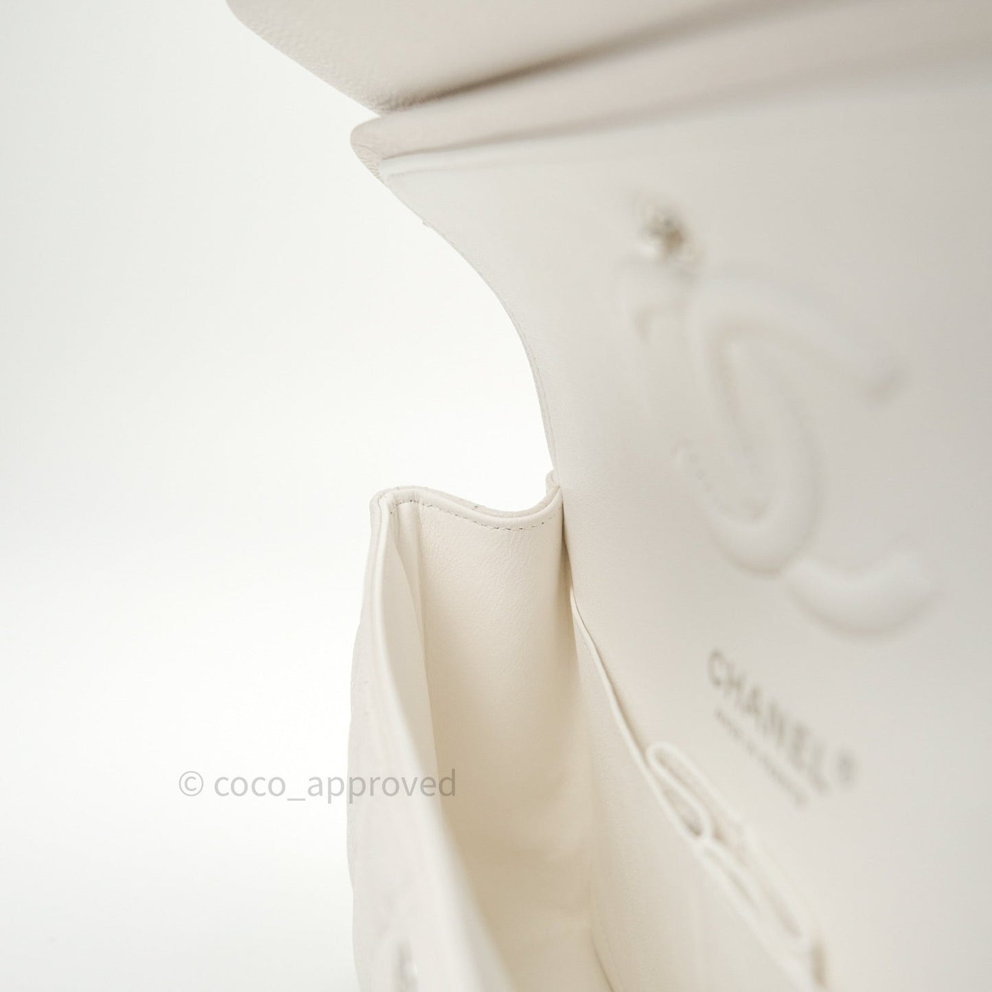 Chanel Classic Small S/M Flap Ivory White Caviar Silver Hardware