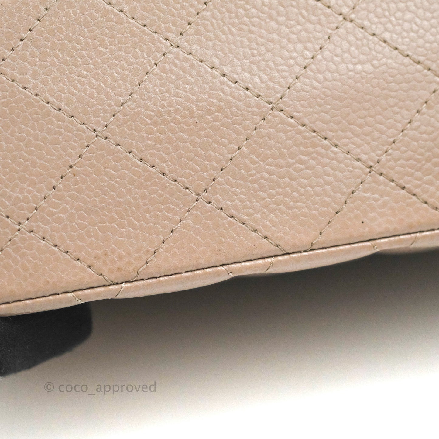 Chanel Classic M/L Medium Flap Quilted Taupe Grey Caviar Silver Hardware