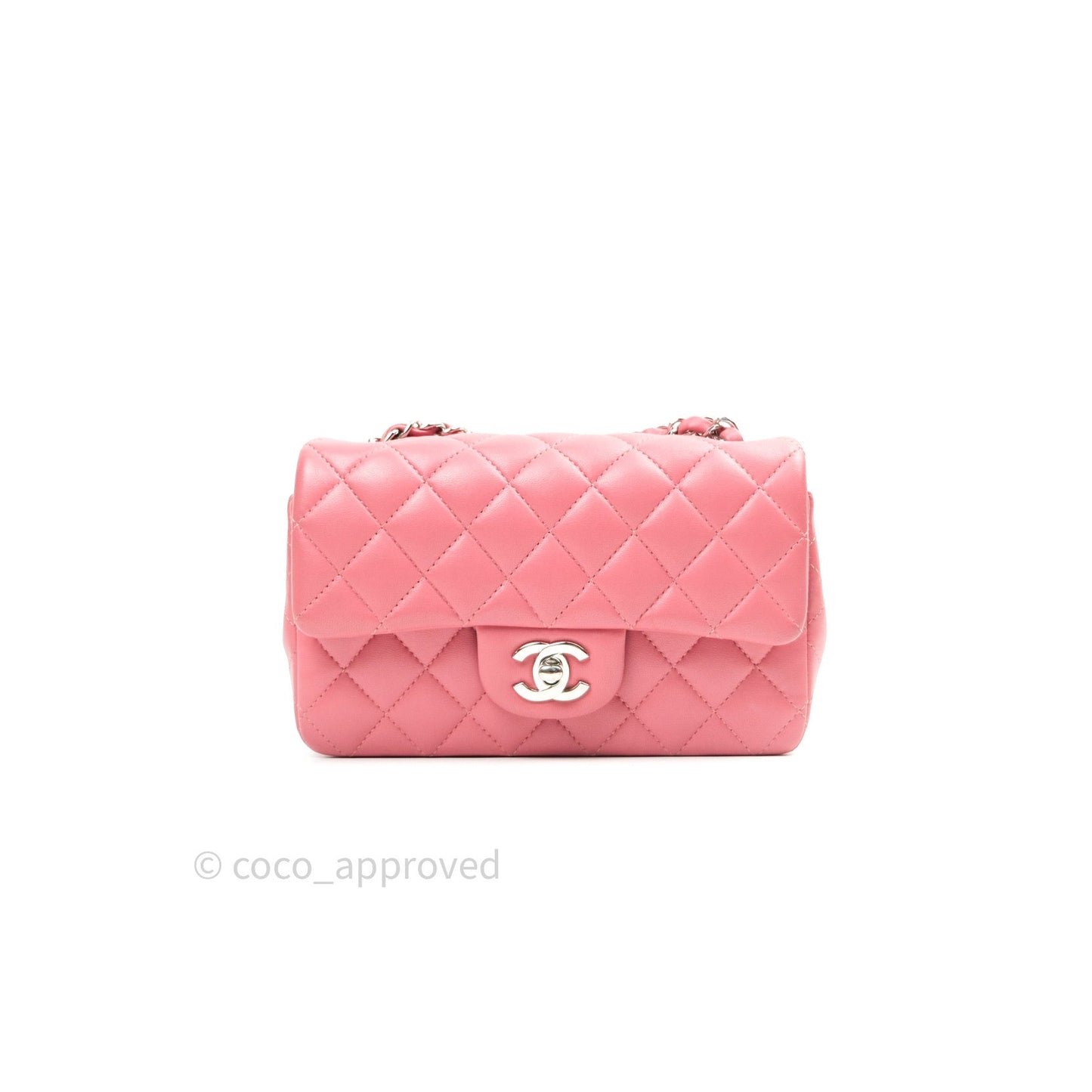 Chanel Quilted Mini Rectangular Pink Lambskin Silver Hardware