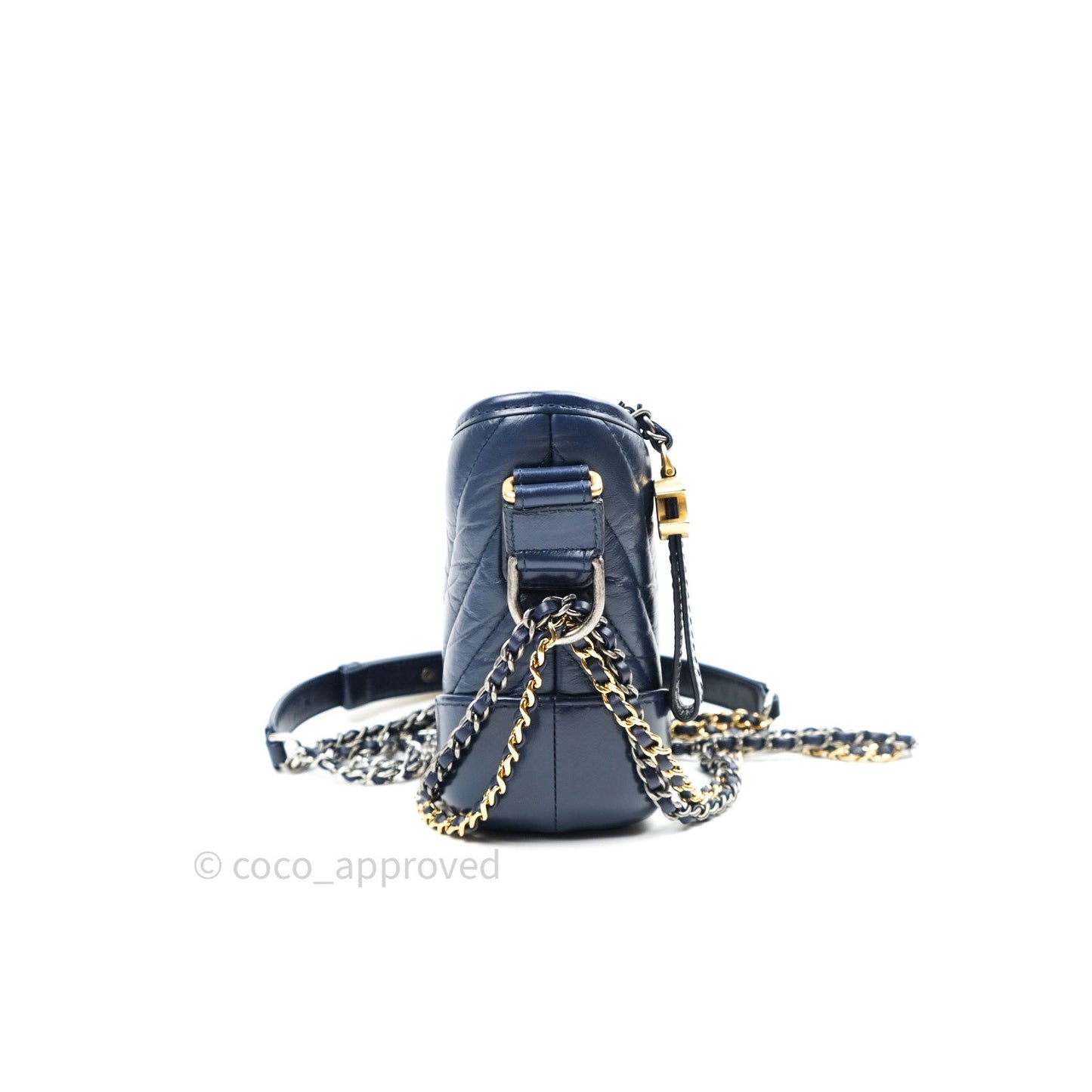 Chanel Chevron Small Gabrielle Hobo Navy Aged Calfskin Mixed Hardware