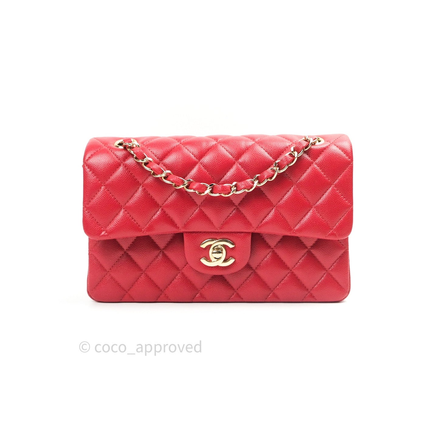 Chanel Classic Small S/M Flap Red Caviar Gold Hardware 19B