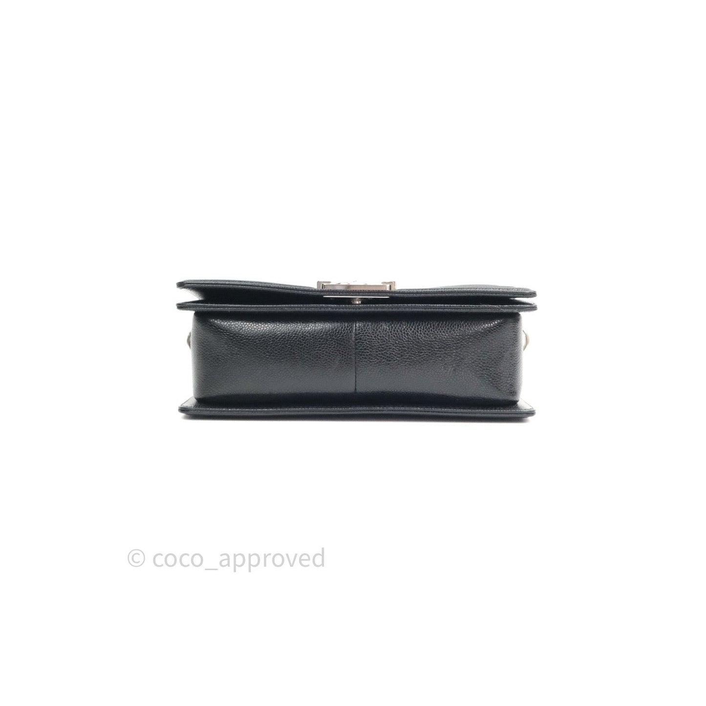 Chanel Boy Chevron Medium Black Caviar Silver Hardware