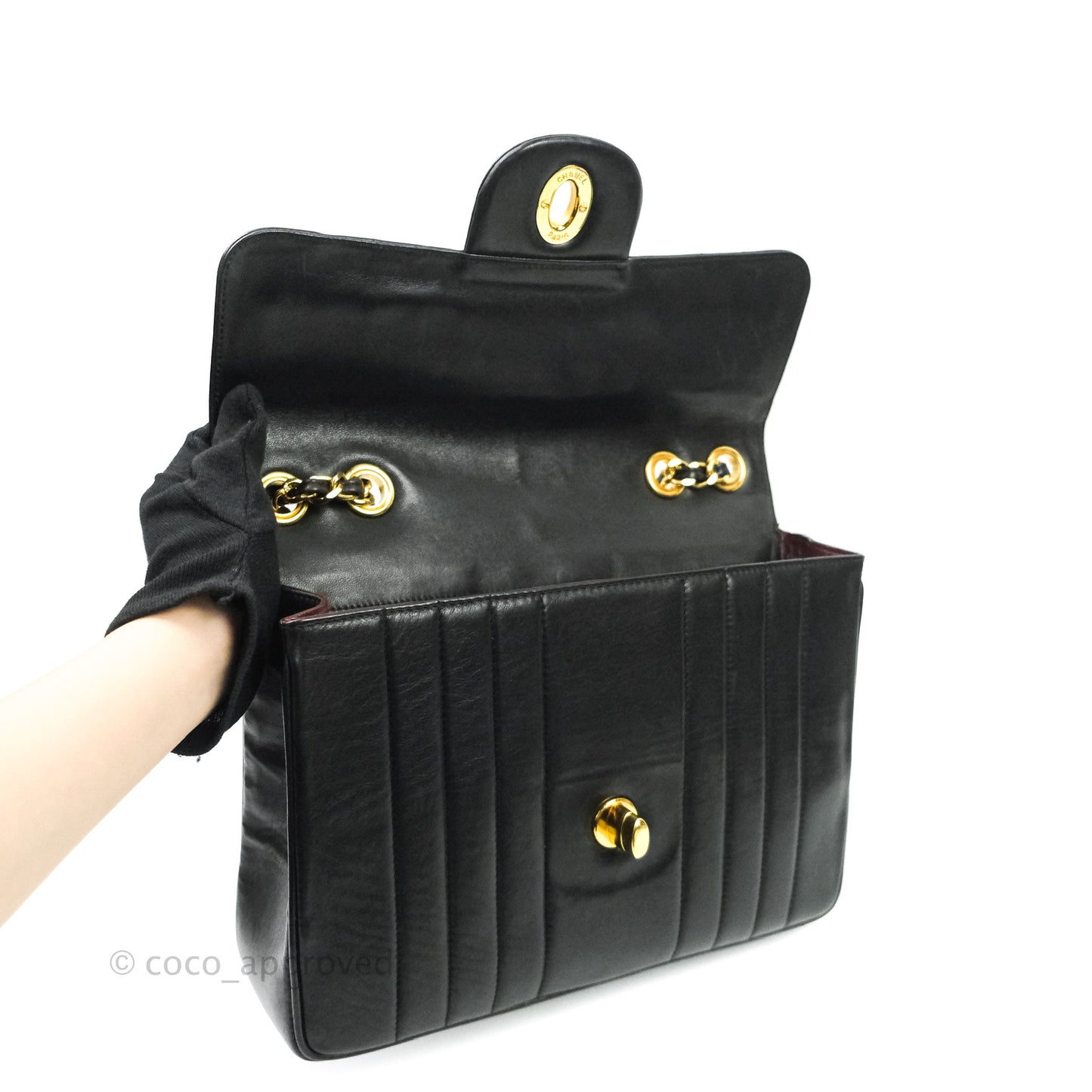 Chanel Vintage CC Chain Flap Bag Vertical Quilt Lambskin Maxi Gold Hardware