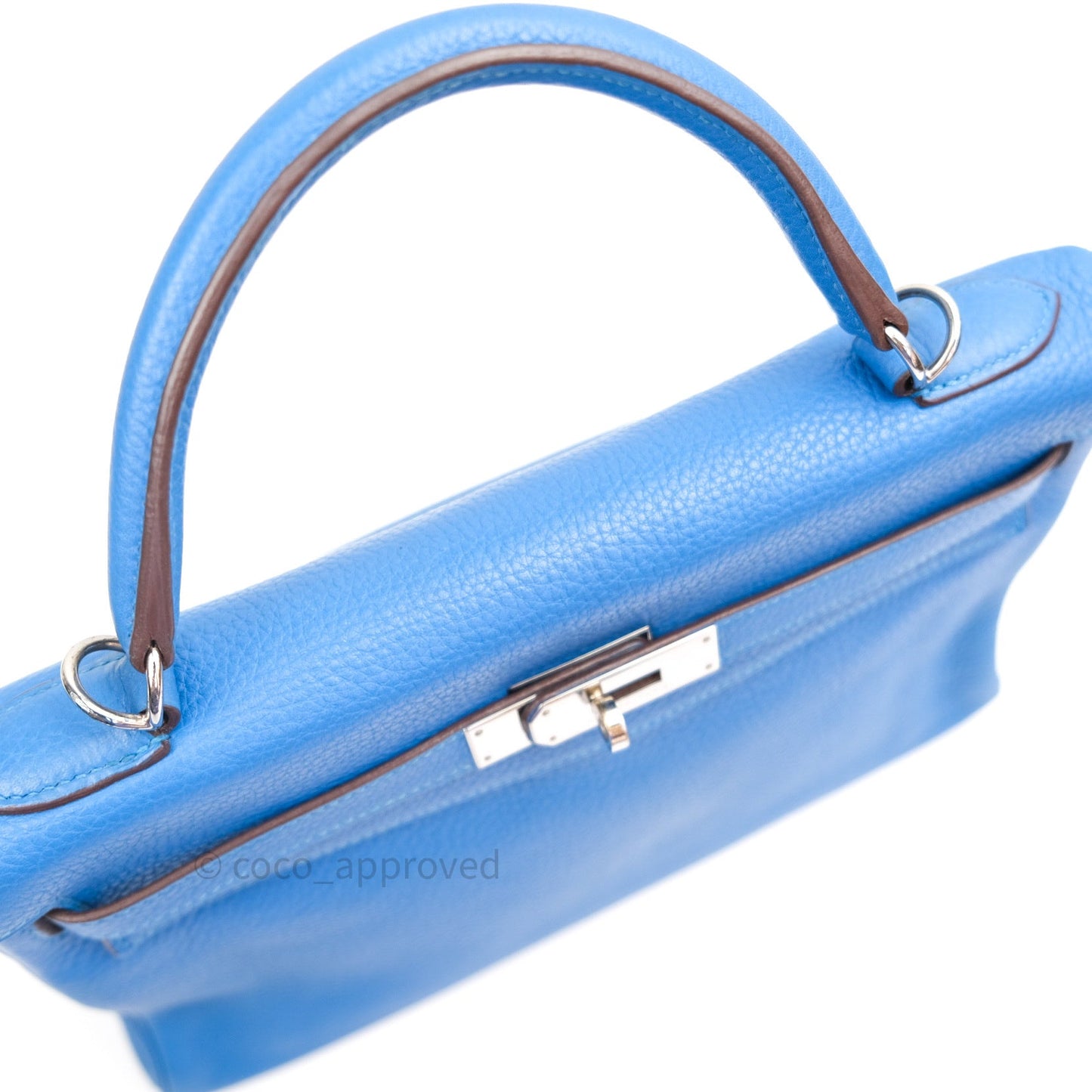 Hermès Kelly Retourne 32 Blue Mykonos Togo Palladium Hardware
