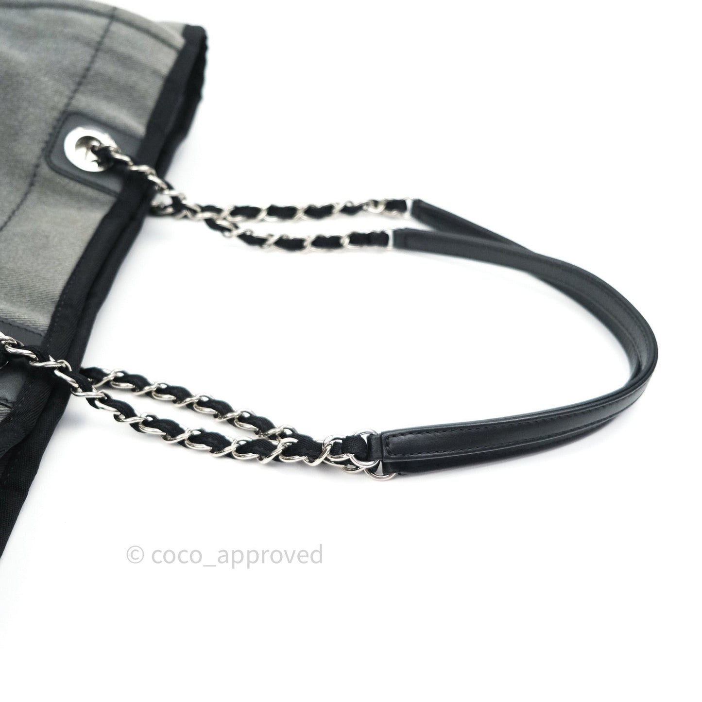 Chanel Denim Deauville Grey/Black With Black Sequins Logo