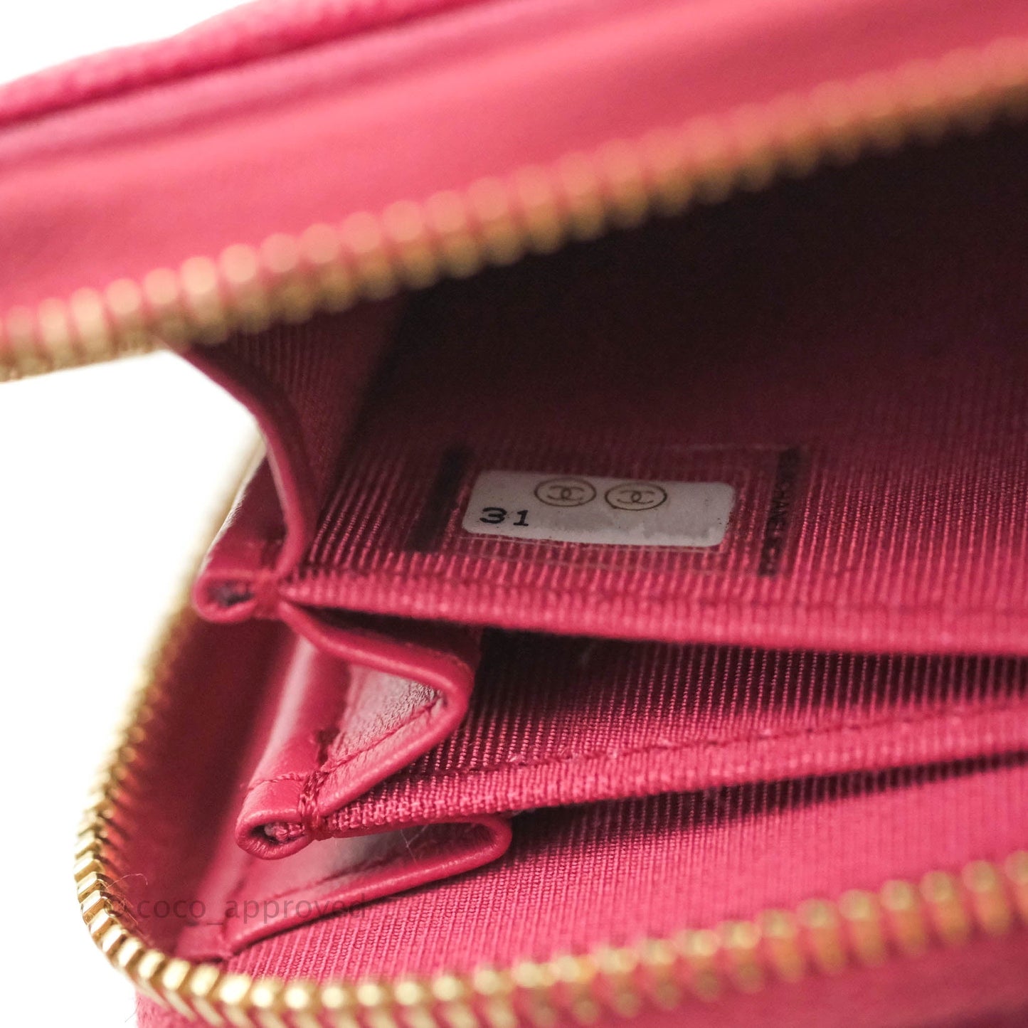 Chanel Classic Zipped Coin Purse Rosy Red Caviar Gold Hardware 21A