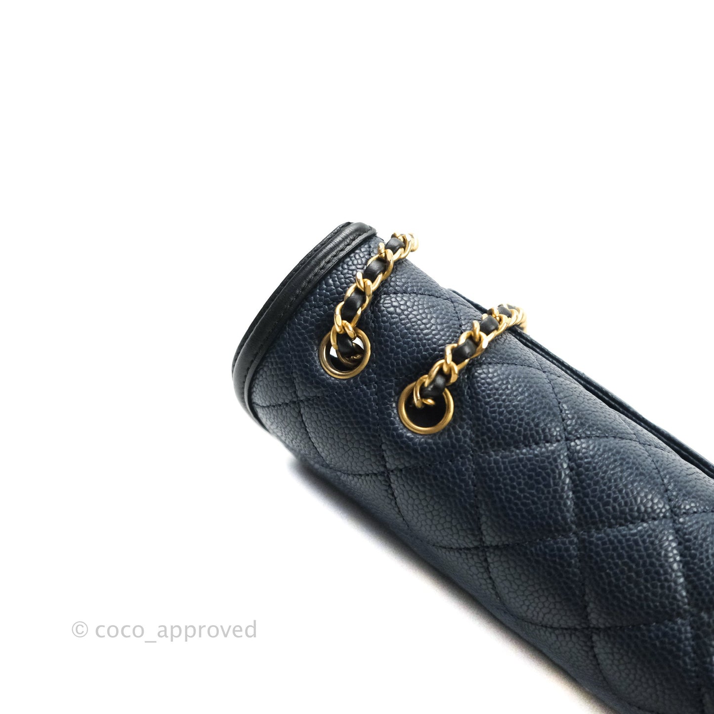 Chanel Quilted Small CC Filigree Flap Navy Caviar