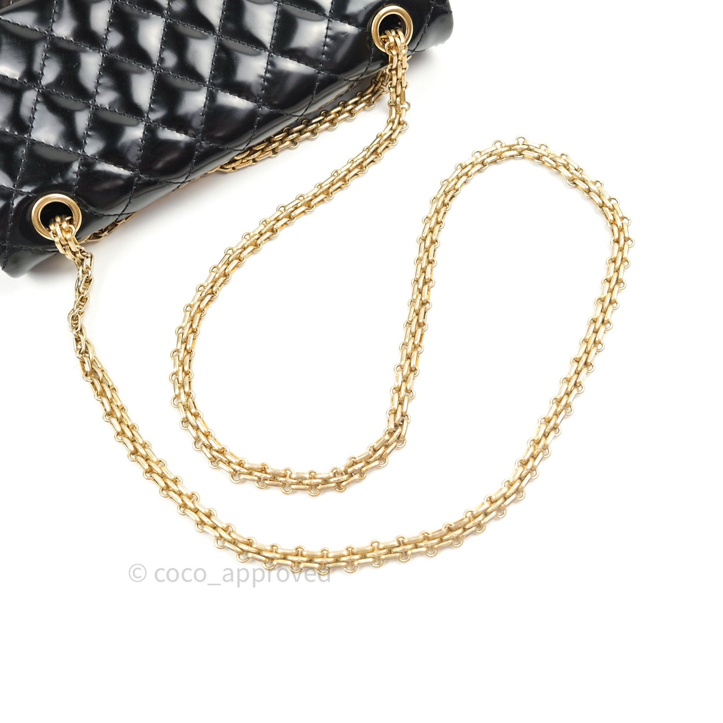 Chanel Quilted Accordion Reissue Black Patent Leather Gold Hardware 2.55 Flap