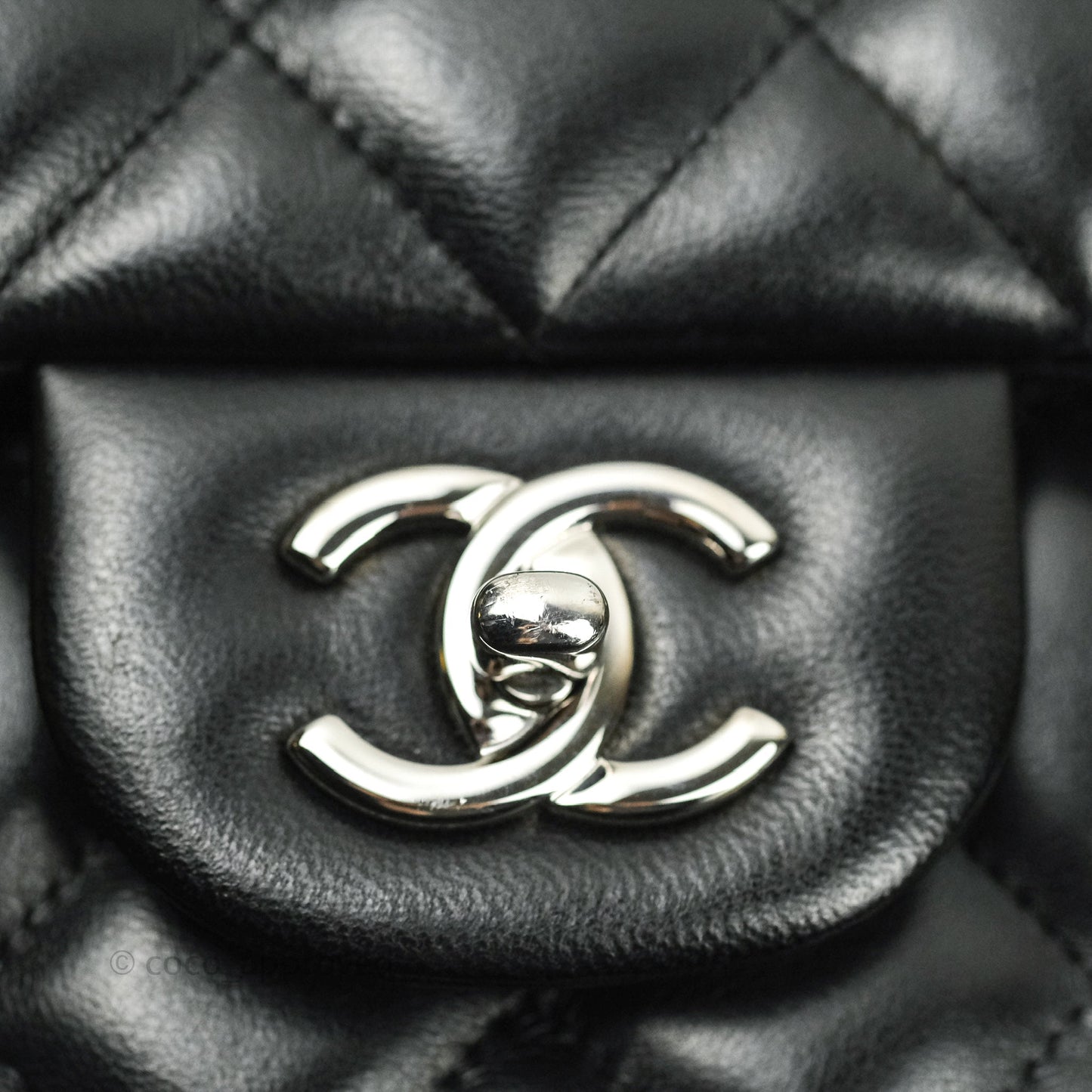 Chanel Jumbo Double Flap Bag Black Lambskin Silver Hardware⁣⁣