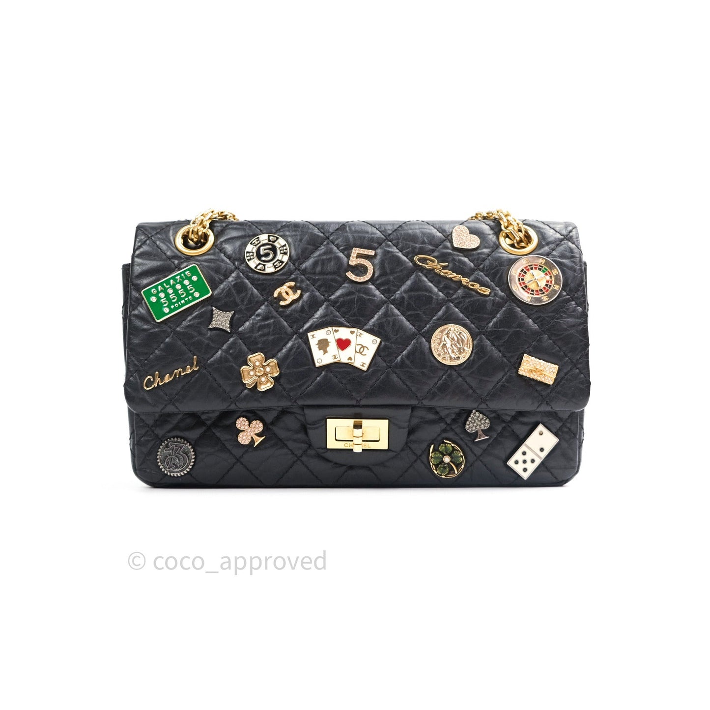 Chanel 2.55 Reissue Aged Calfskin Lucky Charms 225 Flap Black