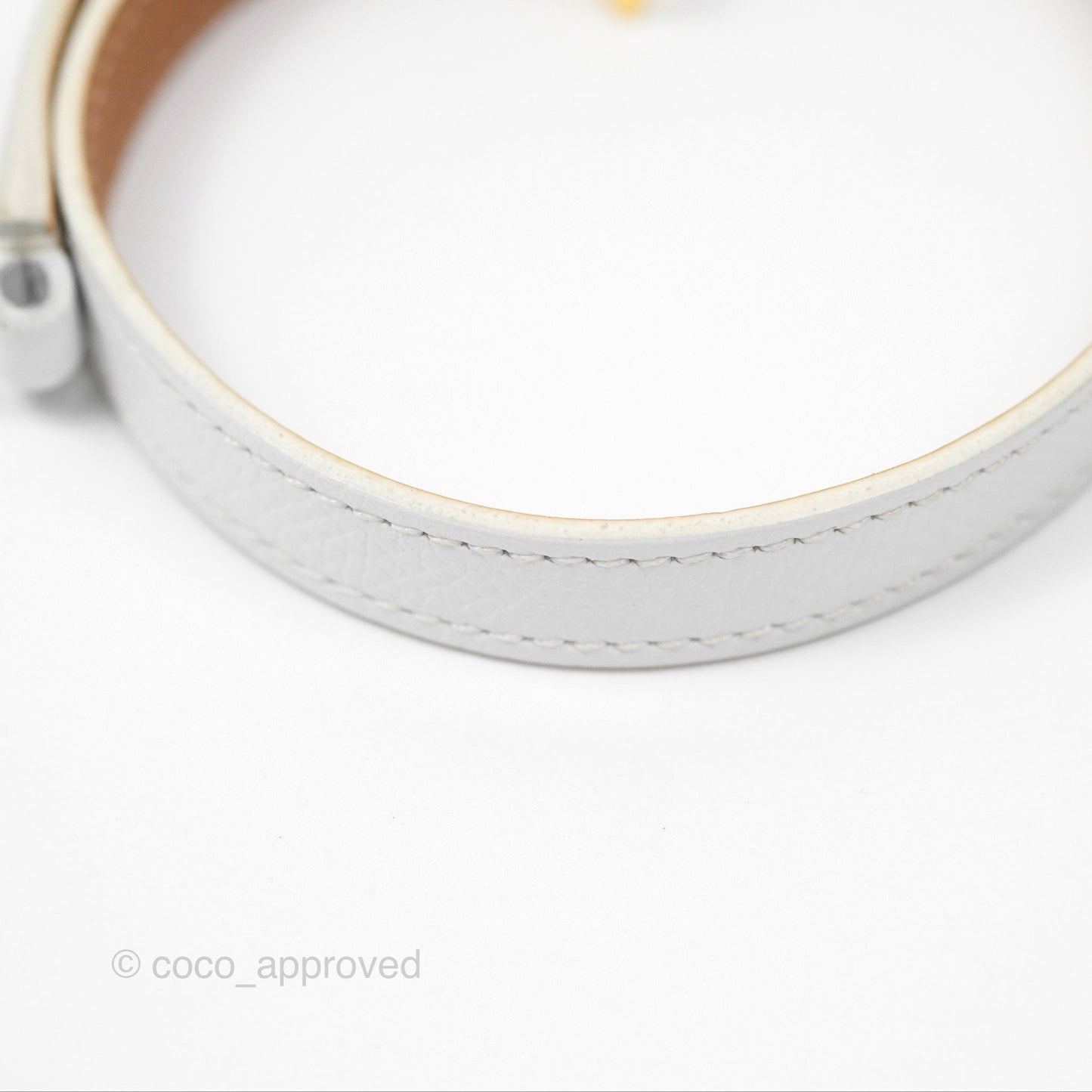 Hermès Rivale Double Tour Bracelet White Epsom Gold Hardware