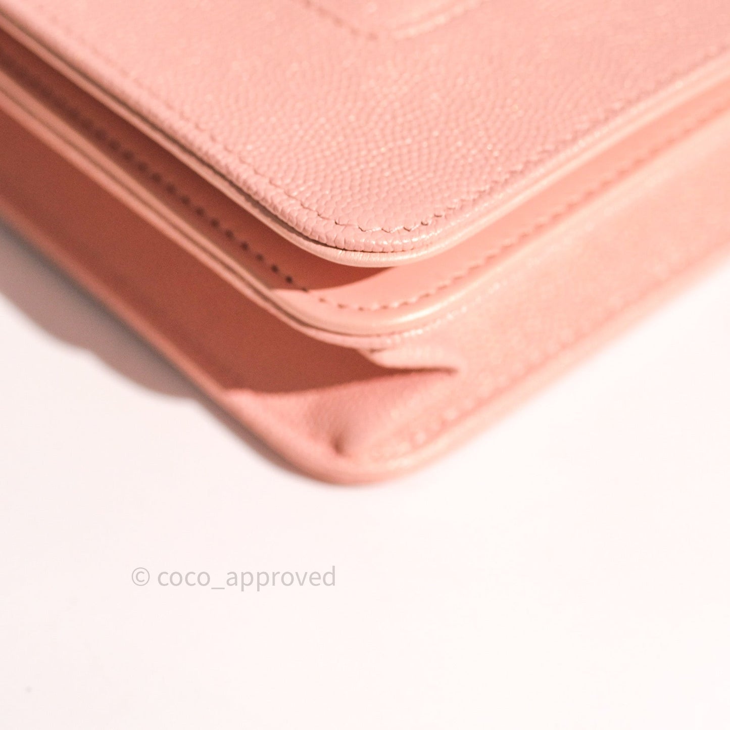 Chanel Chevron Wallet on Chain WOC Rose Gold Caviar Silver Hardware 19P