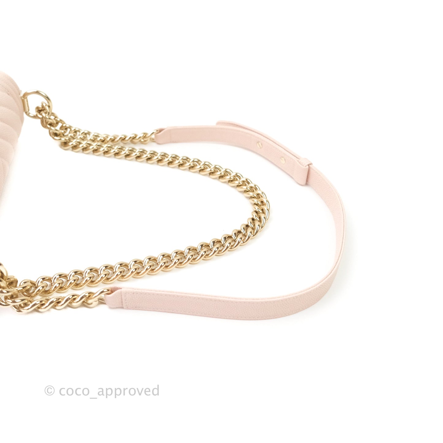 Chanel Boy Chevron Medium Pale Pink Caviar Gold Hardware