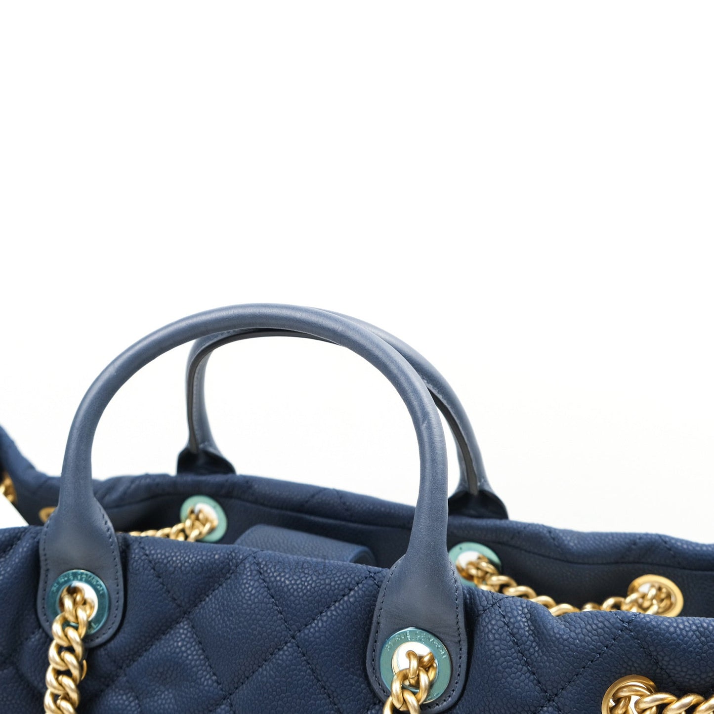Chanel Iridescent Caviar Quilted Globe Trotter Shopping Tote Blue