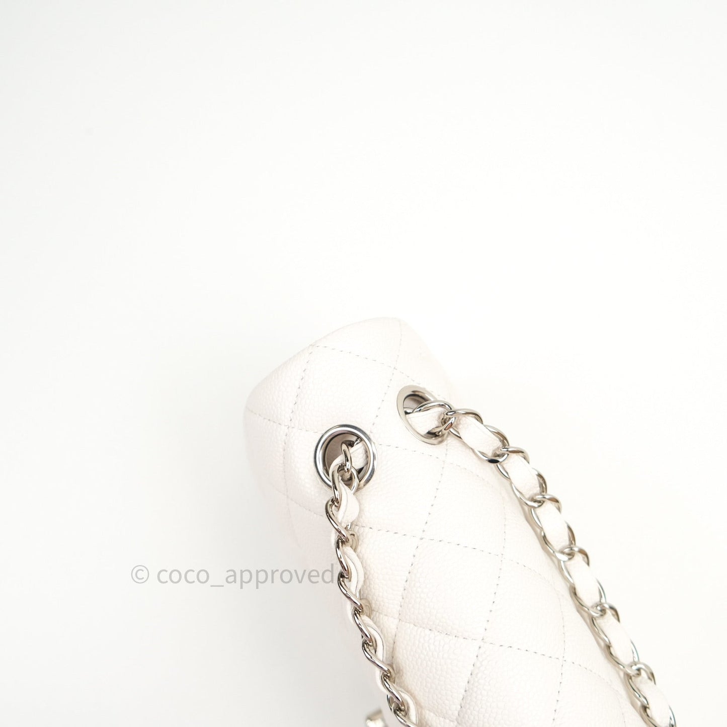 Chanel Classic Small S/M Flap Ivory White Caviar Silver Hardware