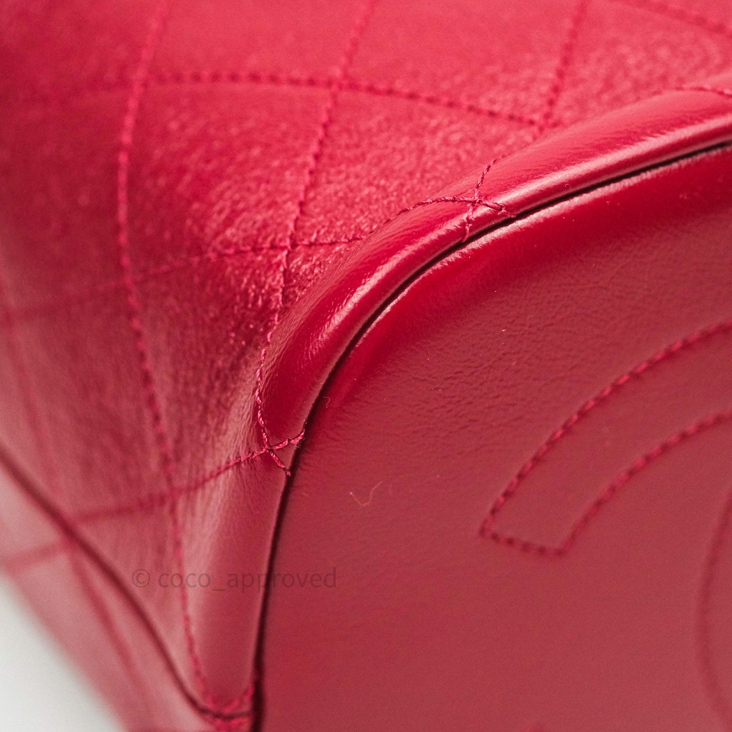 Chanel Drawstring Bucket Bag Red Calfskin Gold Hardware 20S