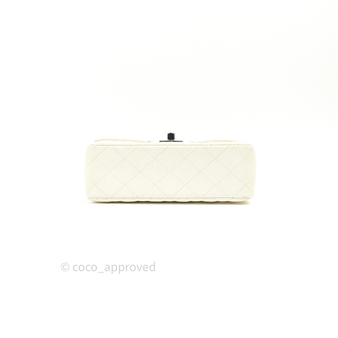 Chanel Quilted Mini Rectangular Flap Ivory Grained Calfskin Black Hardware