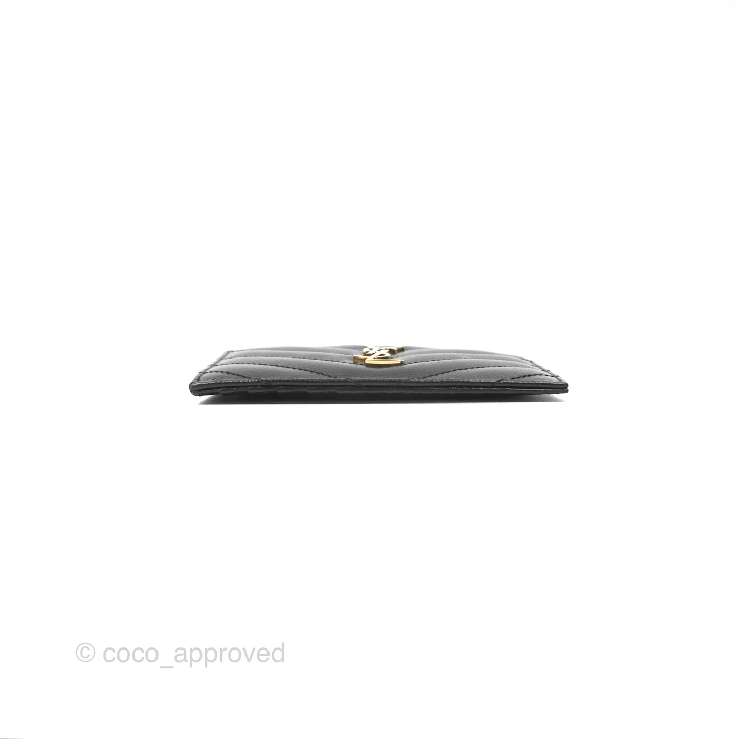 Saint Laurent Cassandre Matelasse Fragments Zipped Card Case Black Grain De Poudre