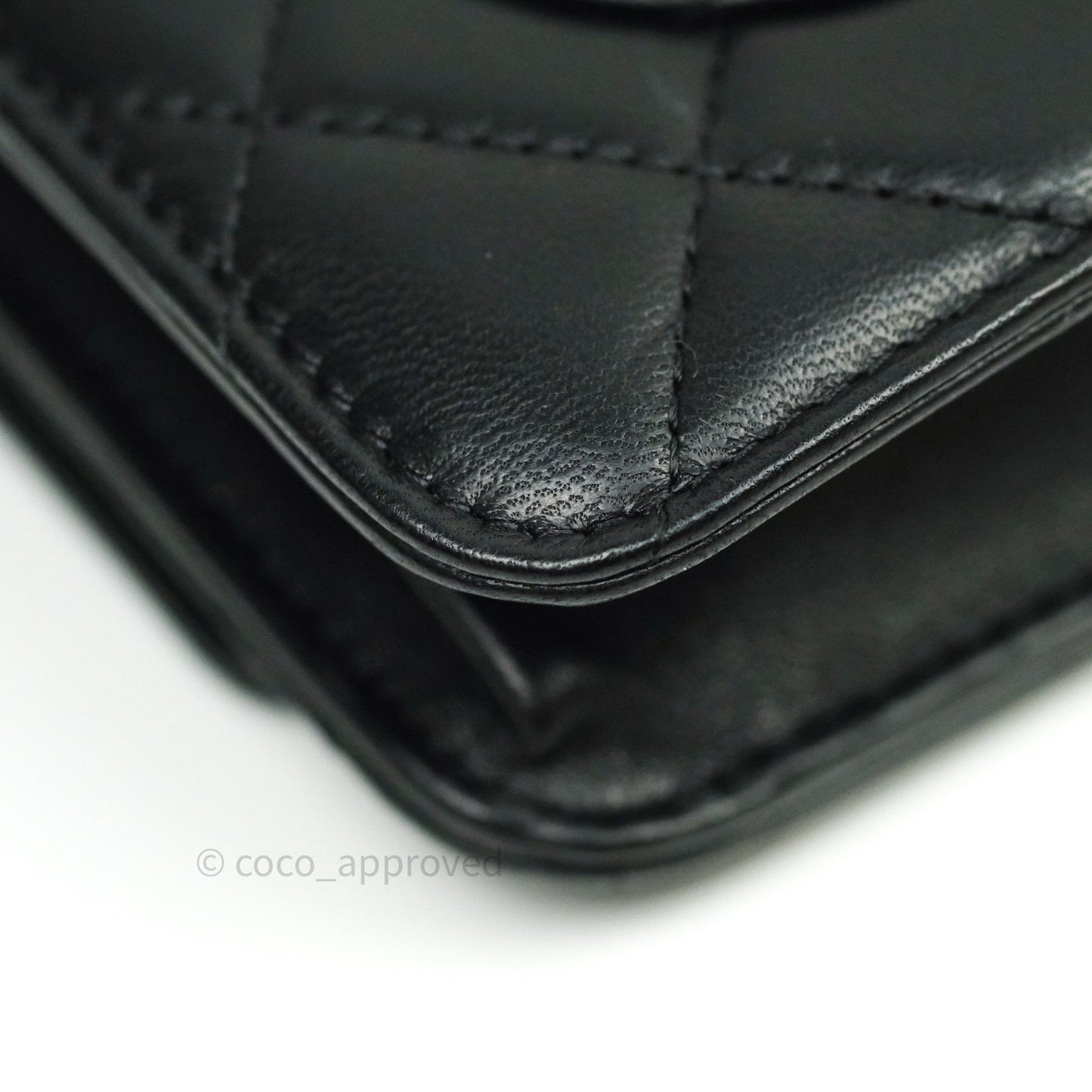 Chanel Quilted Wallet on Chain WOC Black Lambskin Beige Hardware