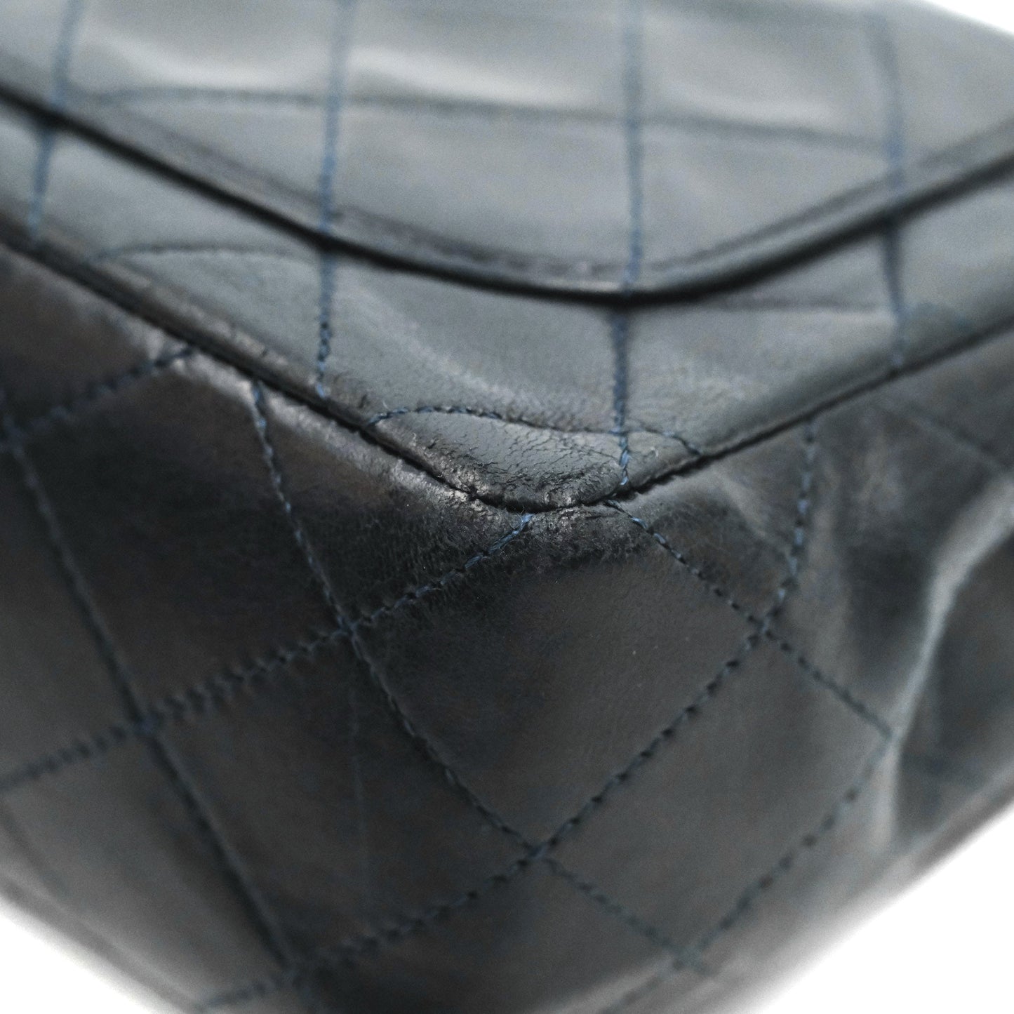 Chanel Vintage Mini Square Navy Lambskin 24K Gold Hardware