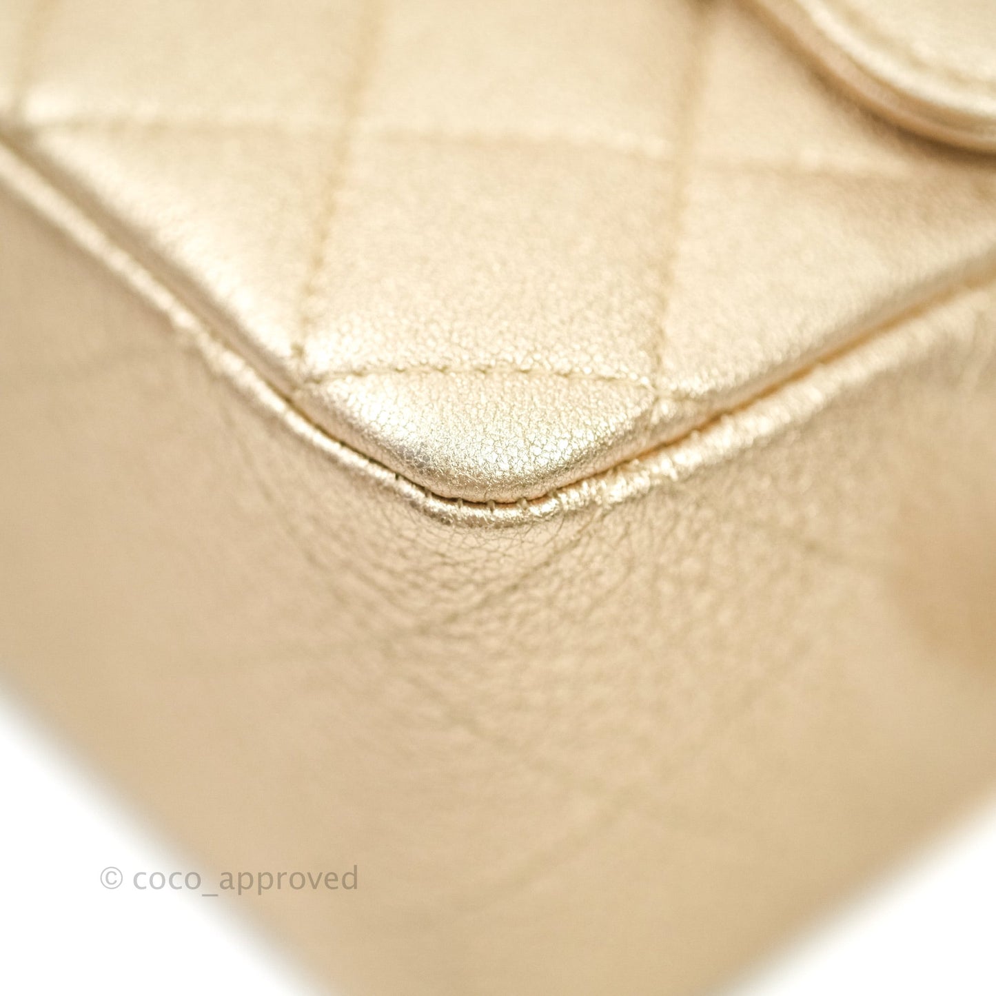 Chanel Quilted Mini Rectangular Metallic Champagne Gold Lambskin Gold Hardware