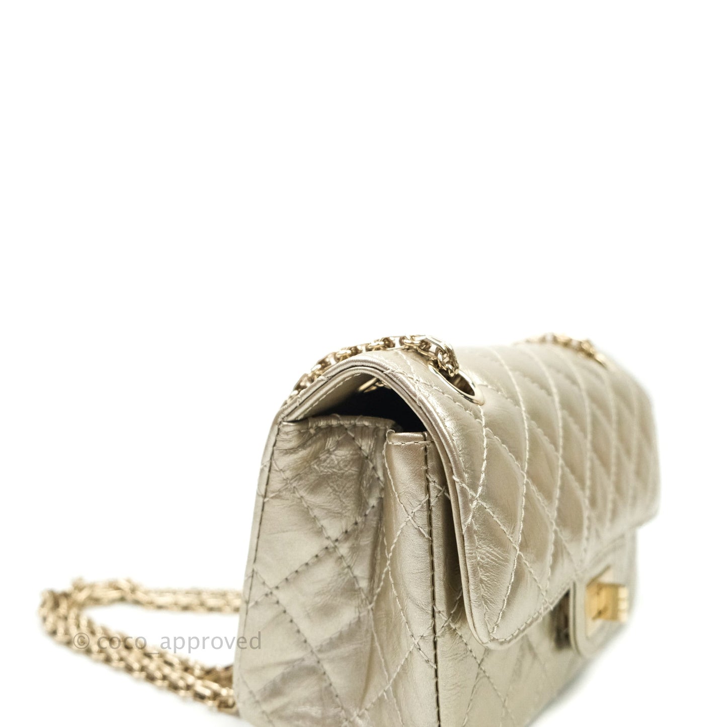 Chanel Mini Reissue 224 Metallic Light Gold Aged Calfskin Gold Hardware