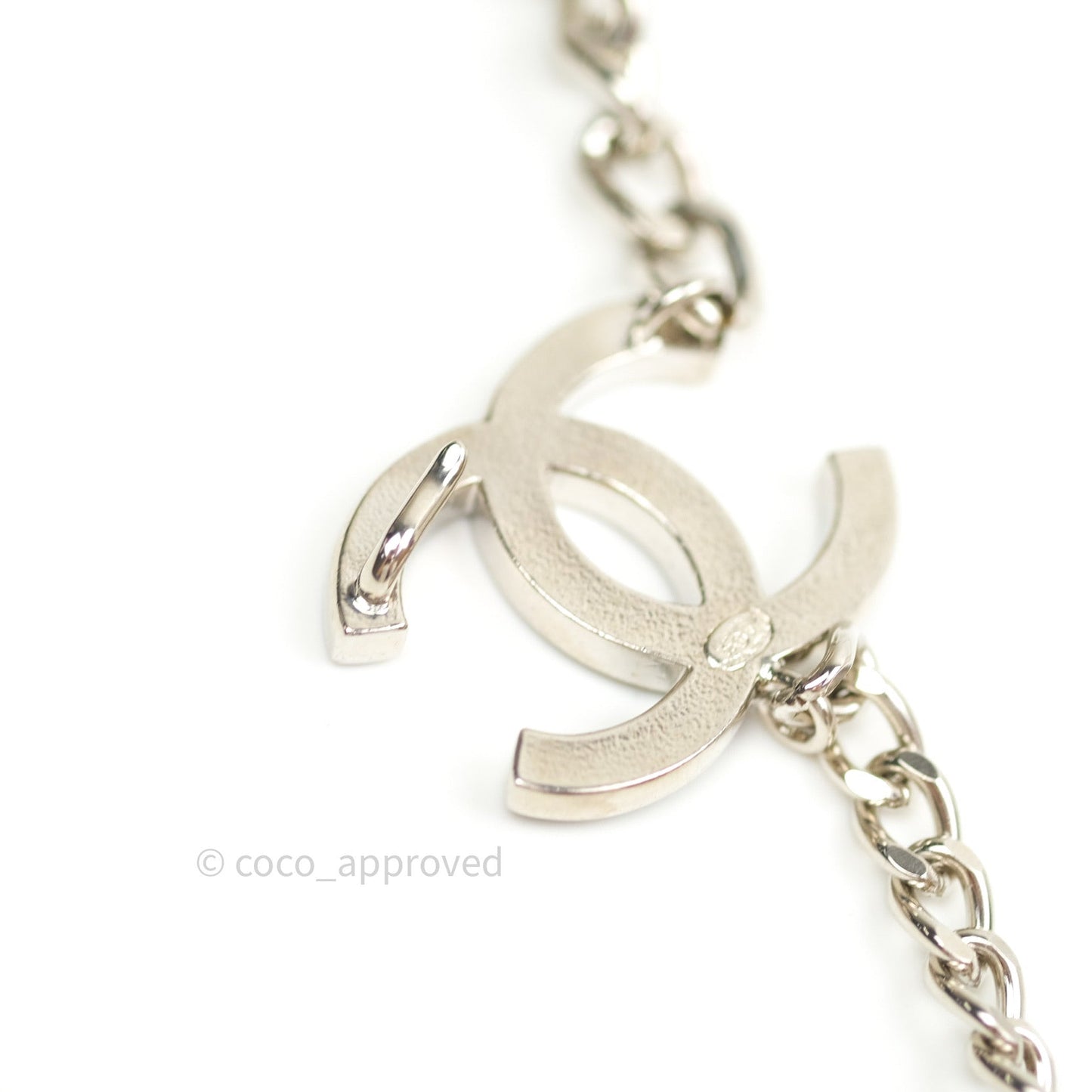 Chanel Black Enamel and Silvertone Chain CC Logo Belt