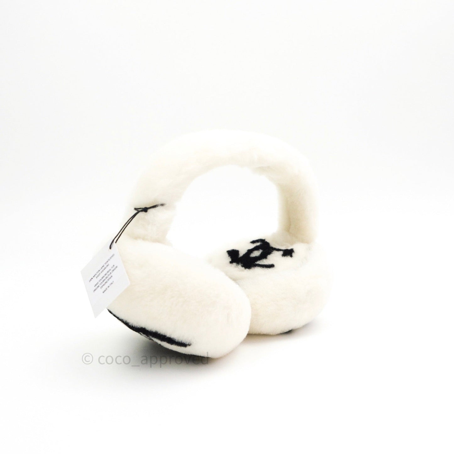 Chanel Shearling Cashmere Ivory Black Earmuffs