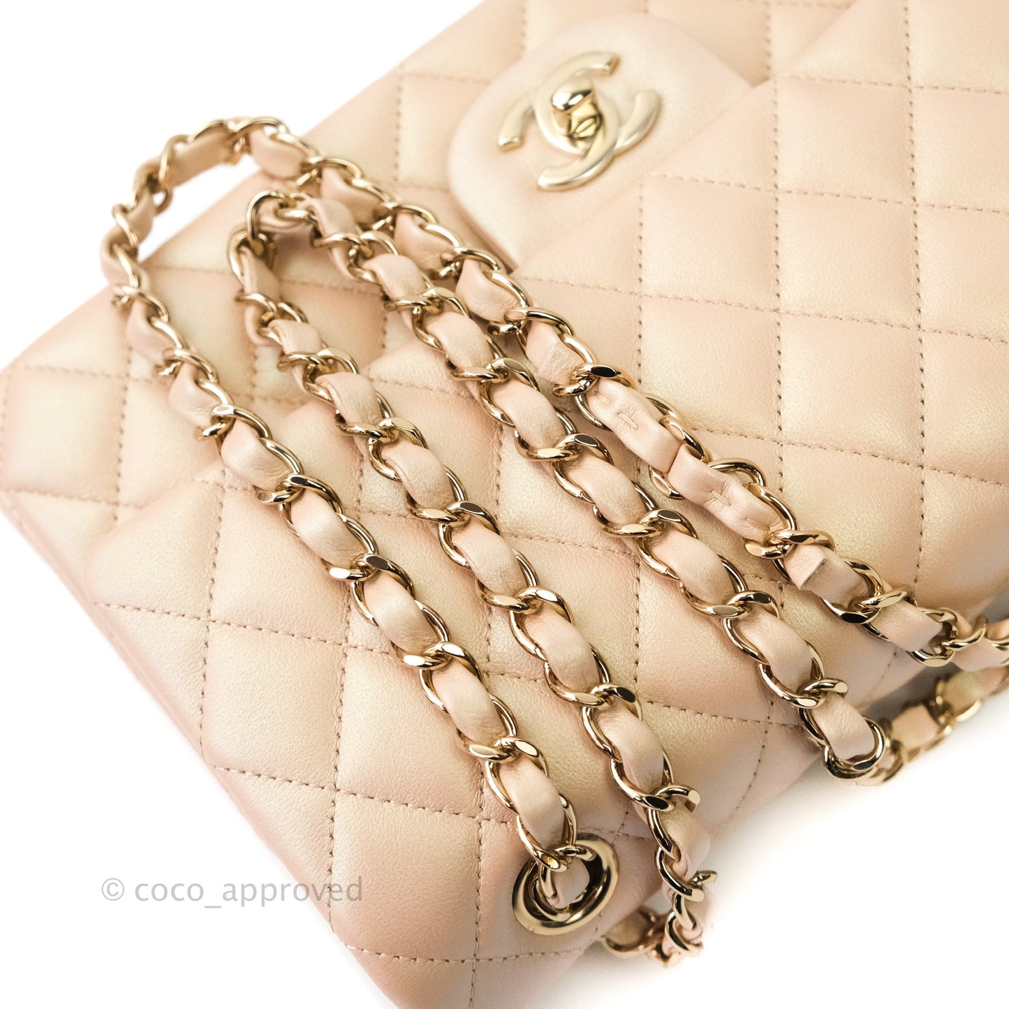 Chanel M/L Medium Double Flap Bag Iridescent Beige Calfskin Gold Hardware 21S