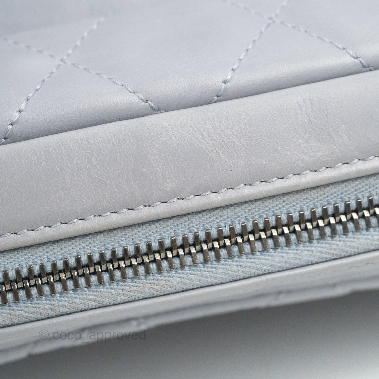 Chanel Medium Easy Flap Bag Light Grey Blue Aged Calfskin Ruthenium Hardware
