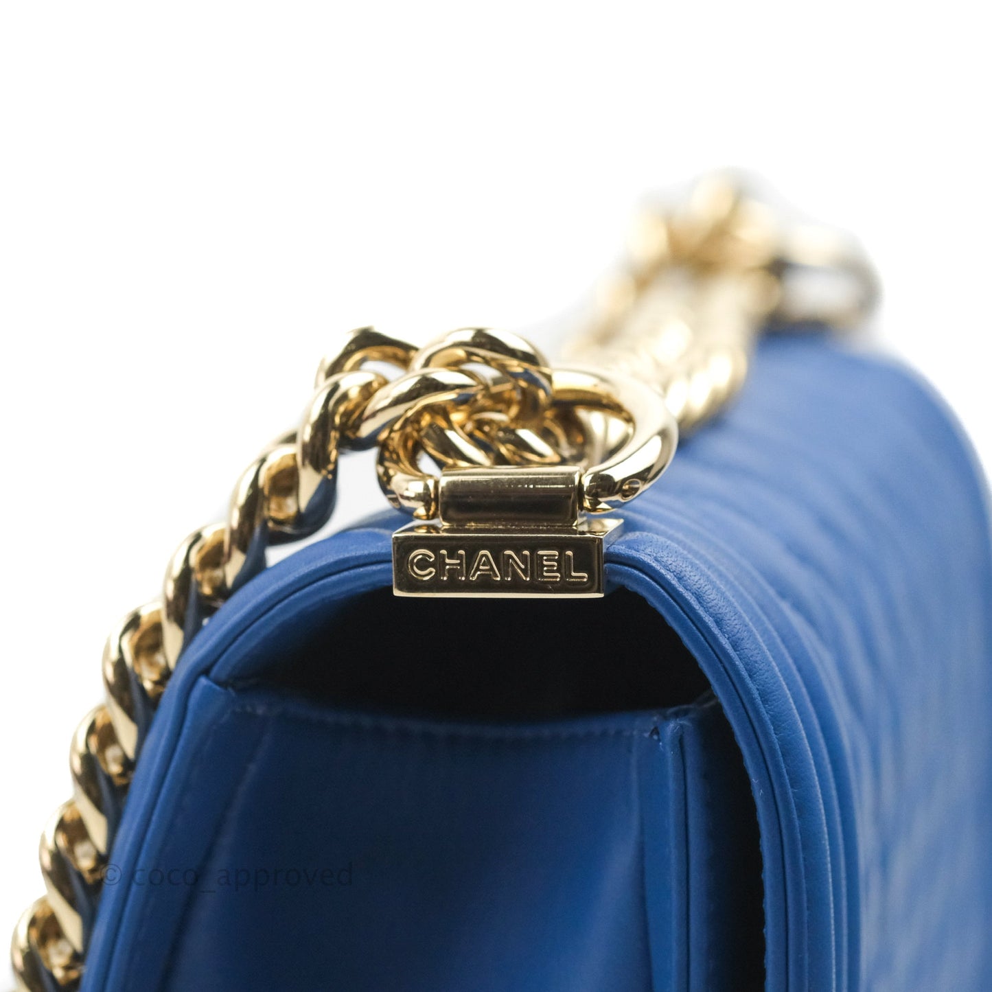 Chanel Quilted Medium Boy Blue Calfskin Gold Hardware