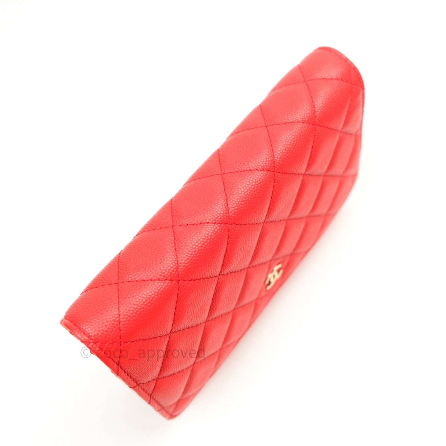 Chanel Quilted Wallet on Chain WOC Brick Red Caviar Gold Hardware