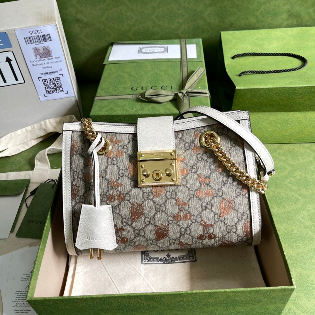 Luxury Gucci Padlock Small Berry Tote Bag