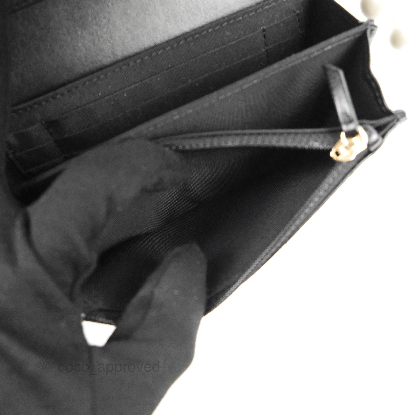Chanel Quilted Large Pearl Mini Wallet On Chain WOC Black Calfskin