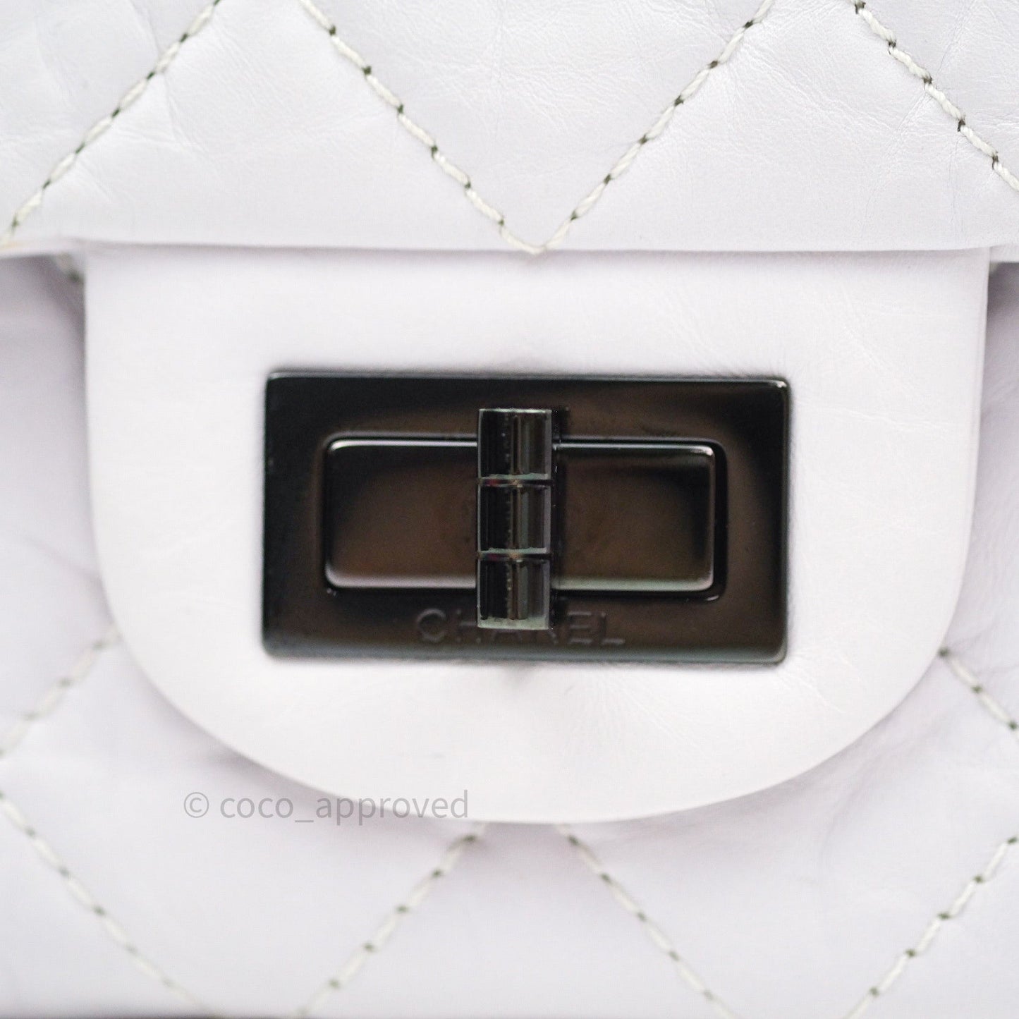 Chanel Reissue Quilted Aged Calfskin White Black Hardware 227
