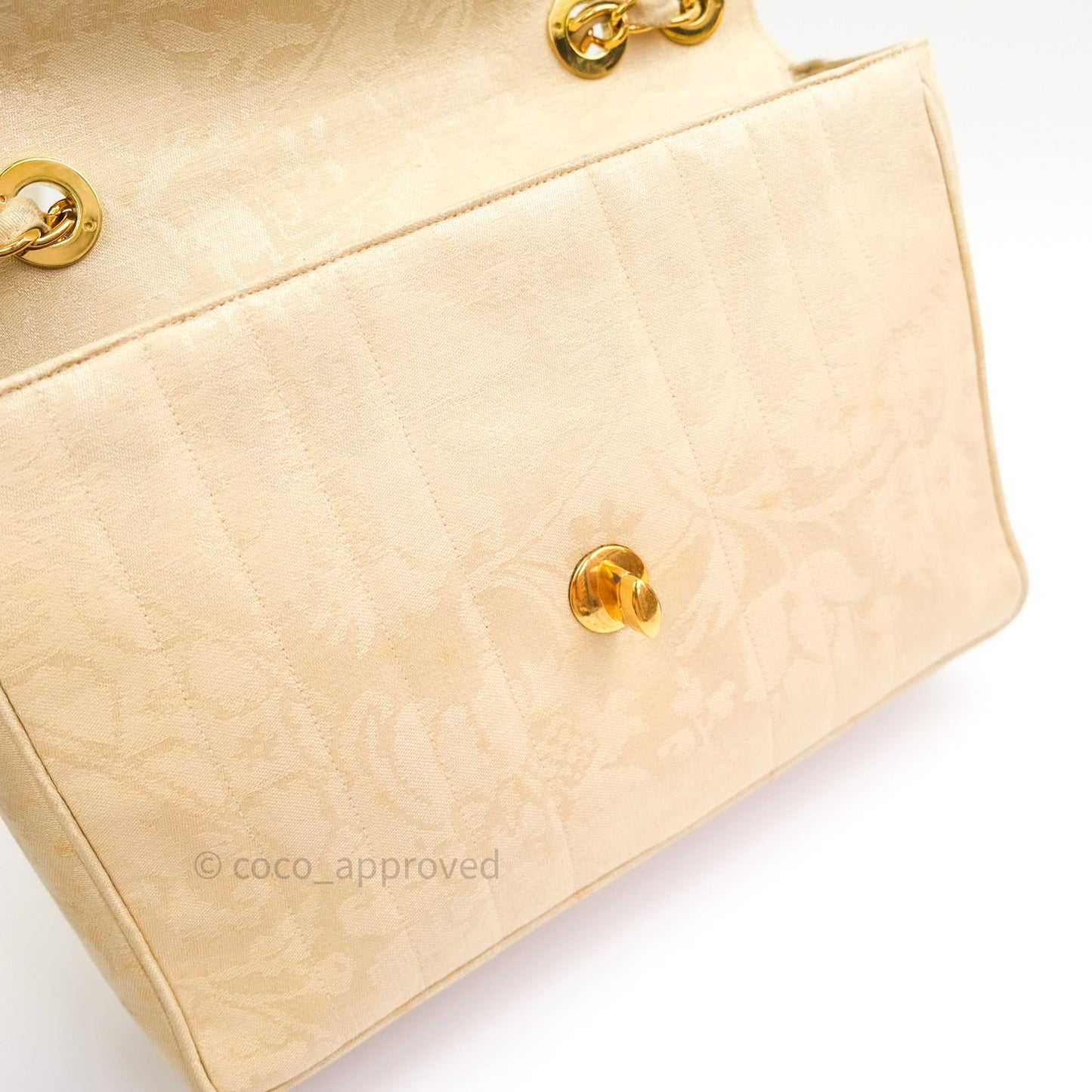 Chanel Vintage XL Jumbo Single Flap Gold Silk 24K Gold Hardware