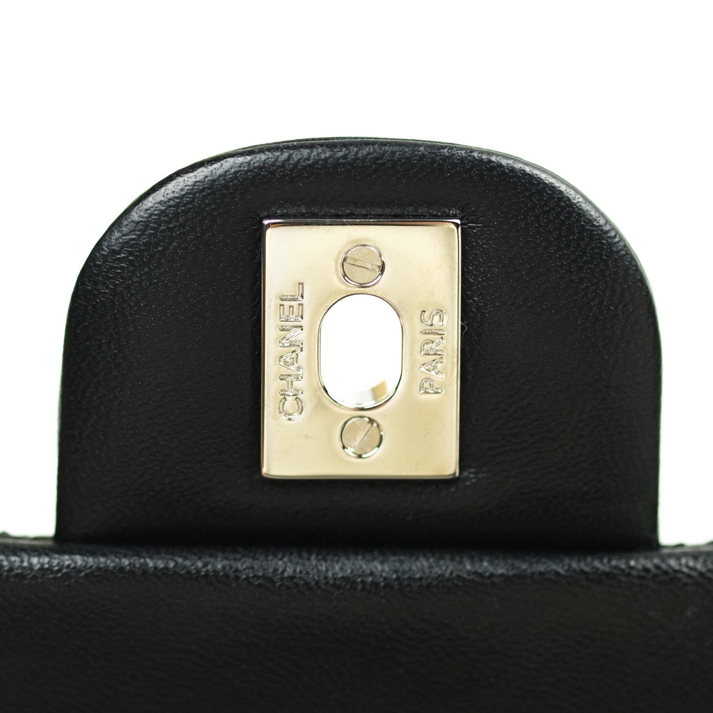Chanel Quilted Mini Rectangular Black Lambskin Silver Hardware