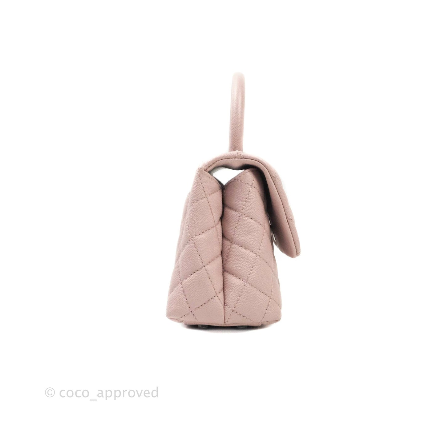 Chanel Mini (Small) Coco Handle Quilted Pink Caviar Ruthenium Hardware