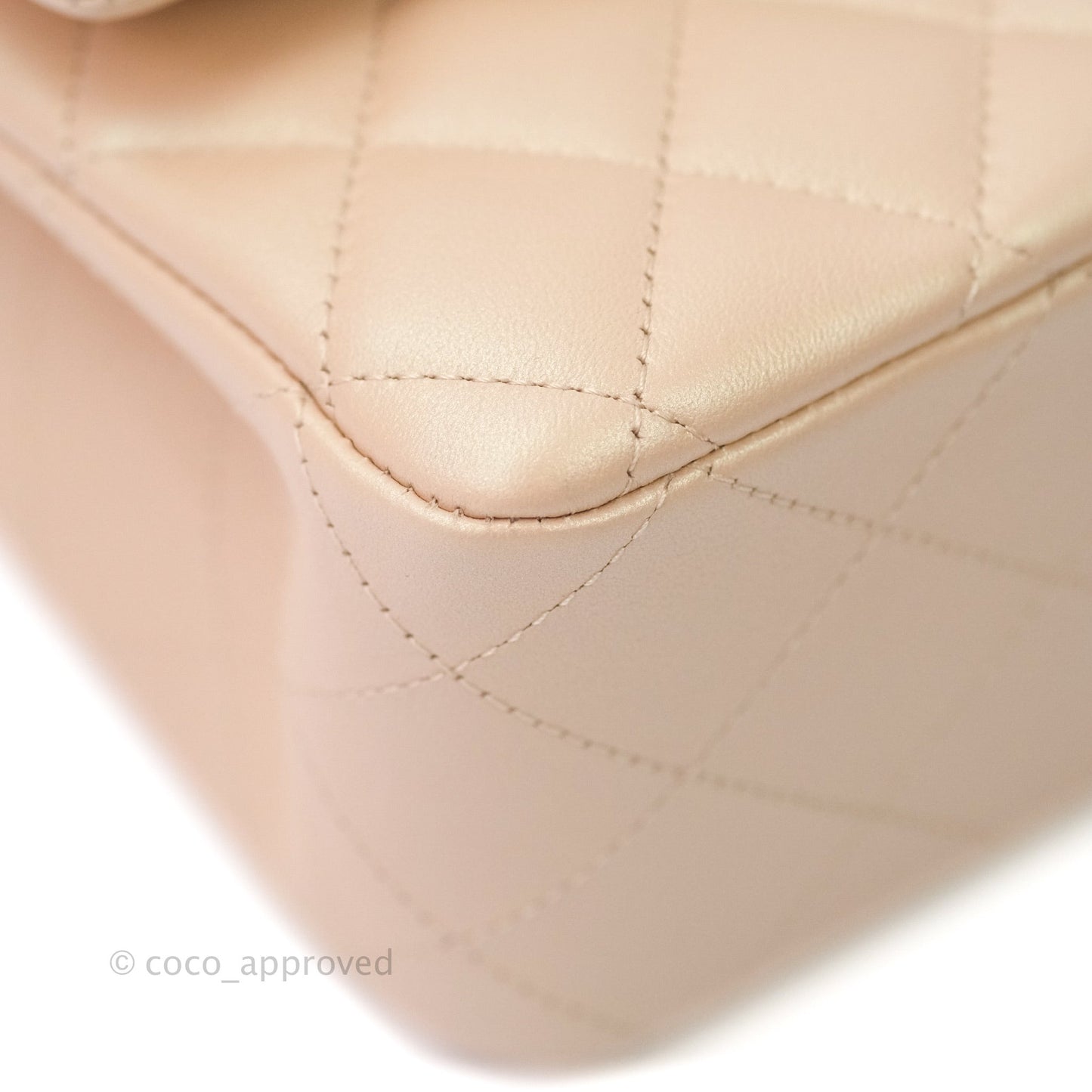 Chanel M/L Medium Double Flap Bag Iridescent Beige Calfskin Gold Hardware 21S