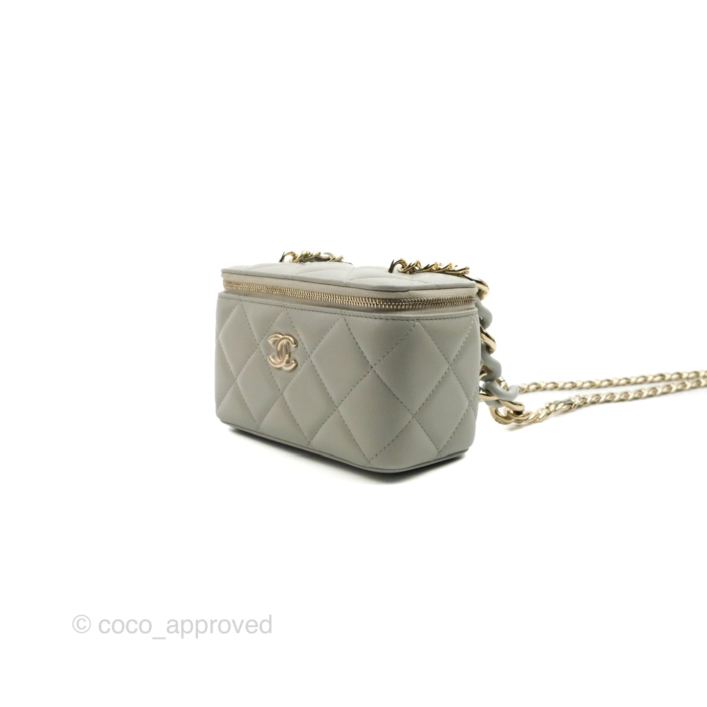 Chanel Vanity with Resin Chain Grey Lambskin Gold Hardware