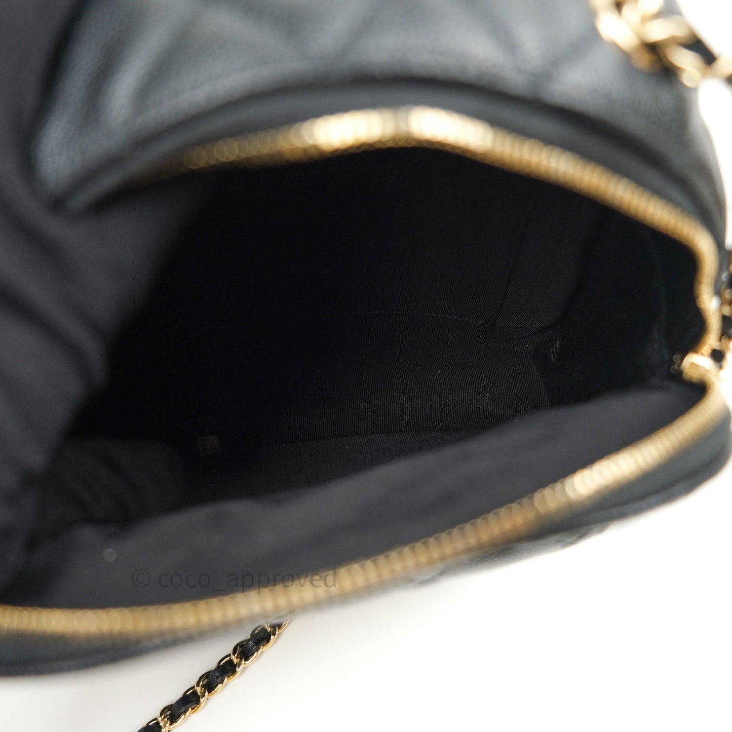 Chanel Quilted Small CC Day Backpack Black Caviar Light Gold Hardware
