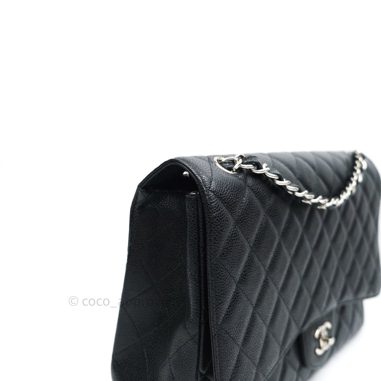 Chanel Classic Maxi Single Flap Quilted Black Caviar Silver Hardware