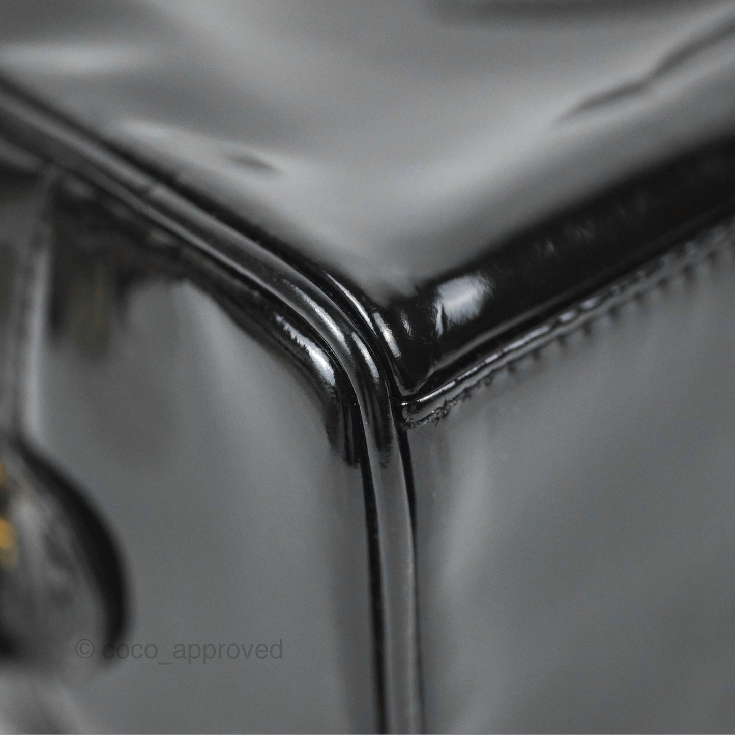 Chanel Vintage Coco Black Leather Patent Make Up Pouch