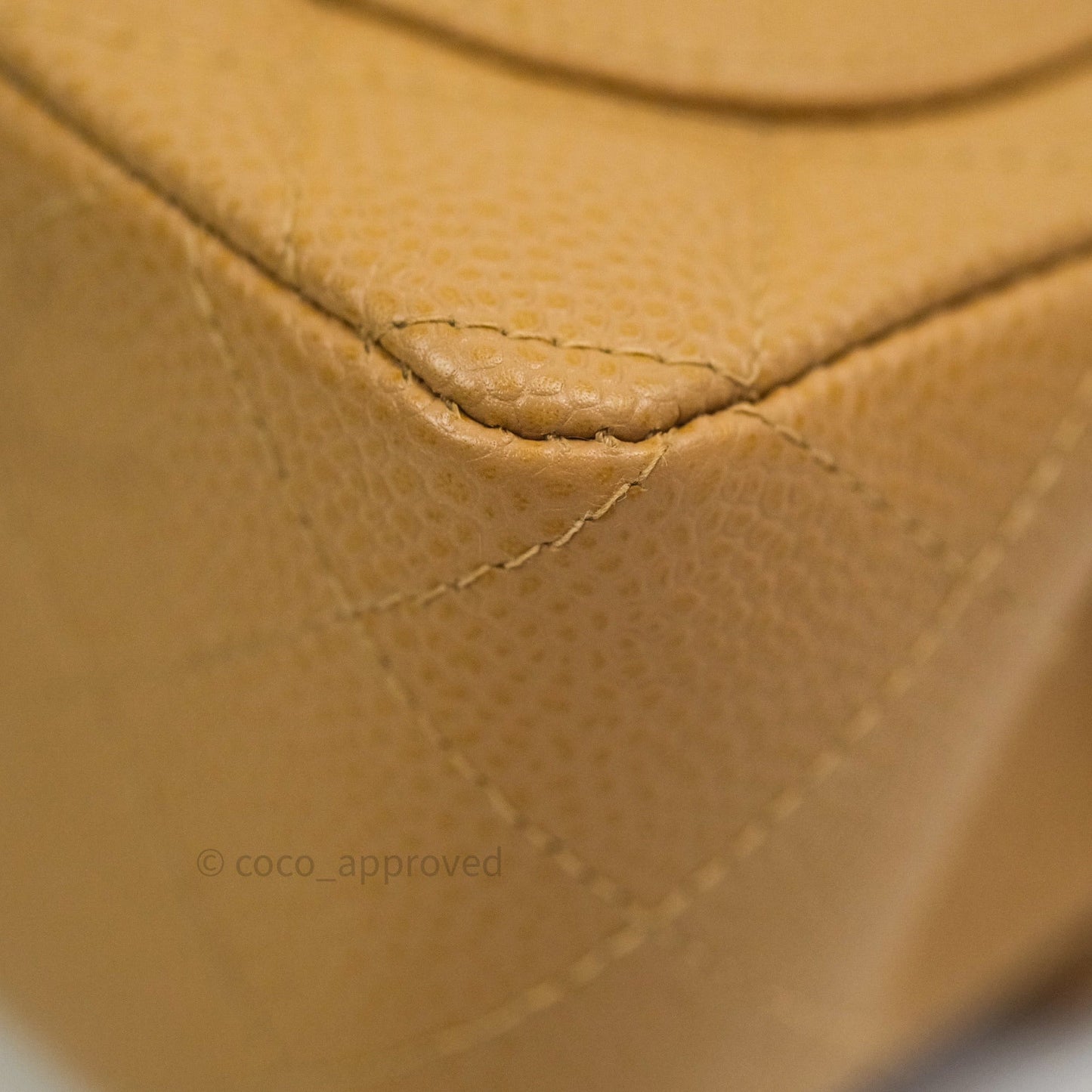 Chanel Quilted Vintage Mini Square Flap Beige Caviar 24K Gold Hardware